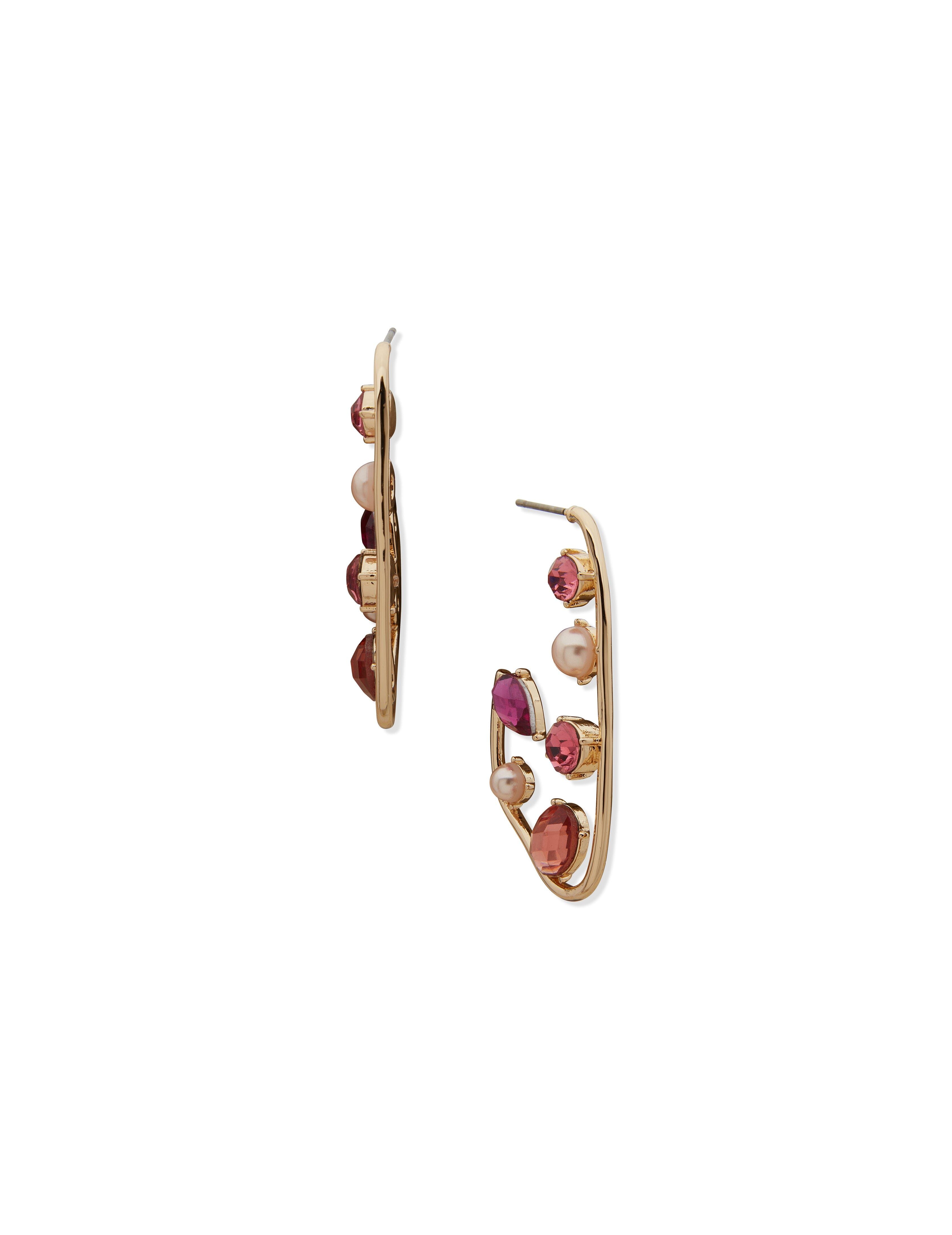 Multi Stone J Hoop Earring sold by Anne Klein product image thumbnail 2