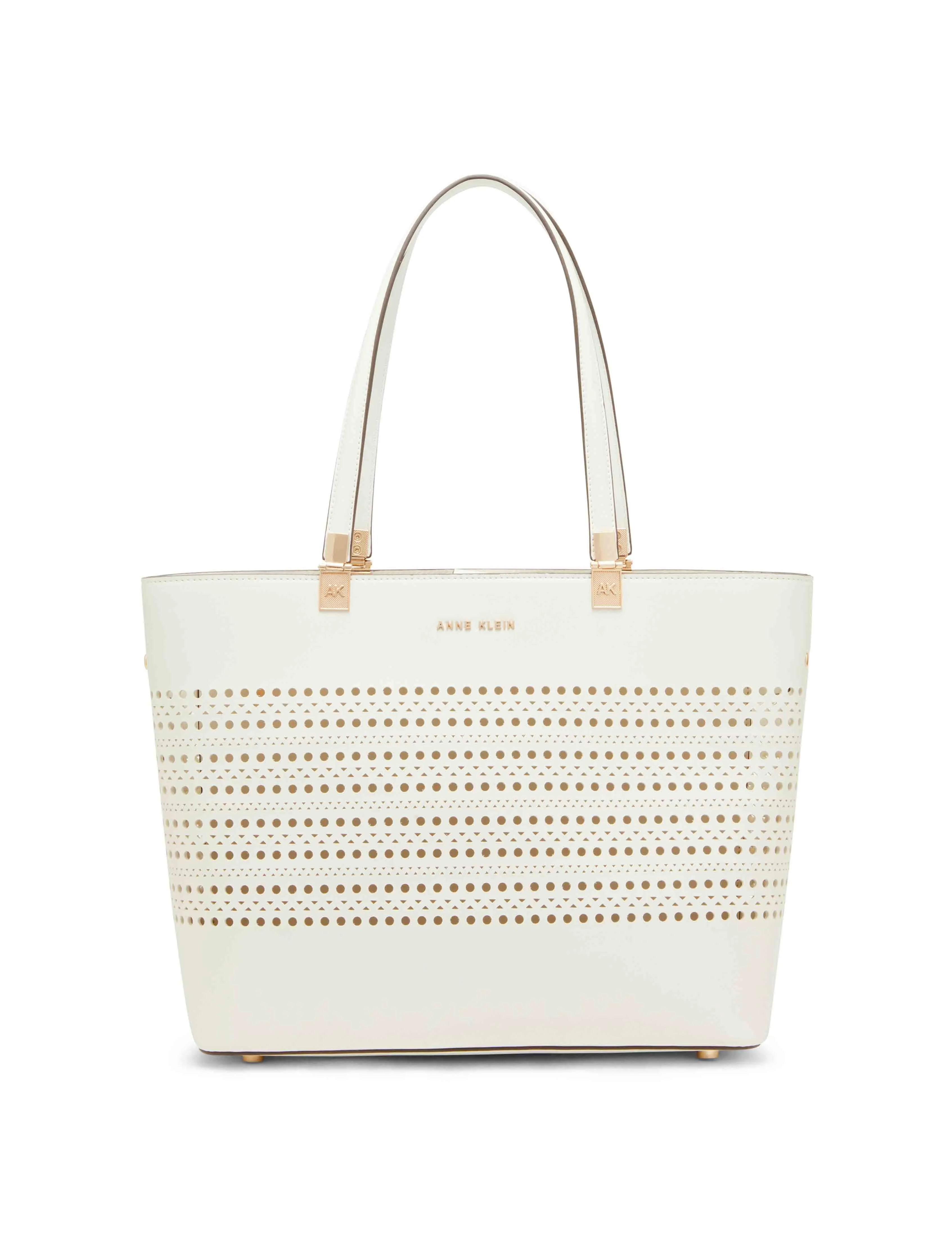 Perforated Tote With Straw Pouch sold by Anne Klein
