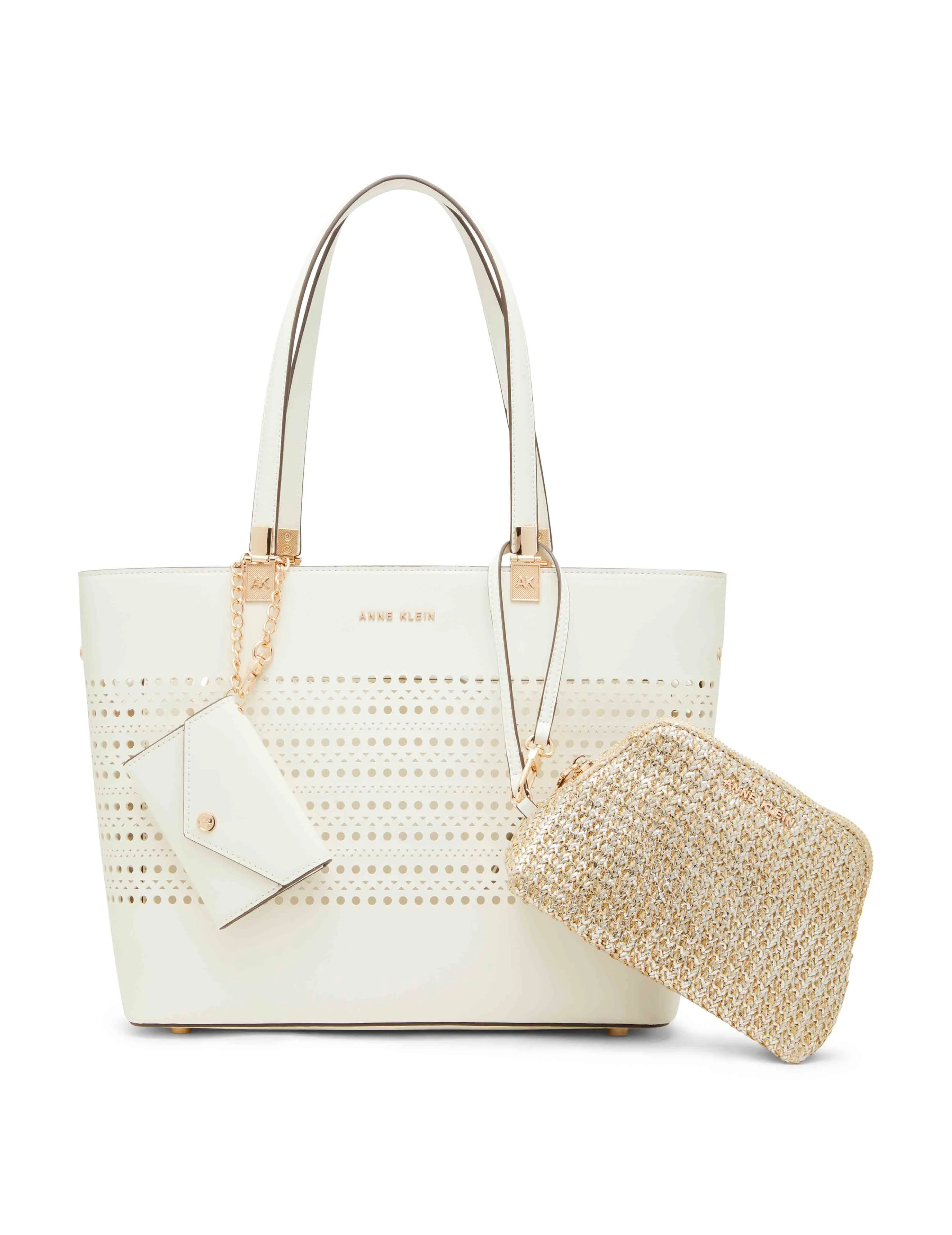 Perforated Tote With Straw Pouch sold by Anne Klein product image thumbnail 2
