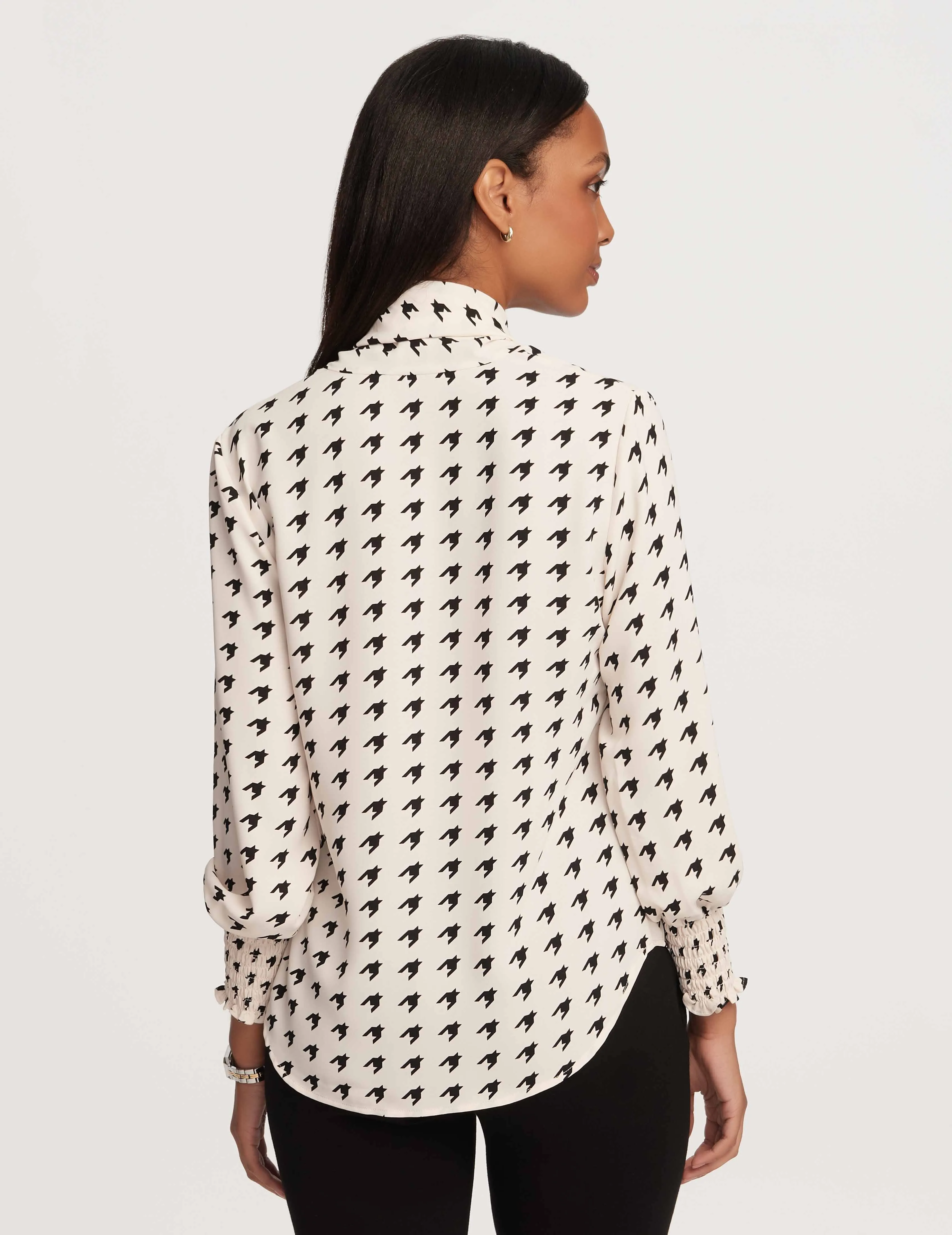 Printed Smocked Cuff Bow Blouse- Sale sold by Anne Klein product image thumbnail 3