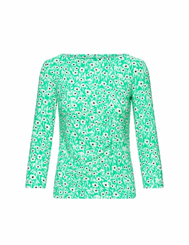 Printed Side Pleat Boat Neck Top- Sale sold by Anne Klein