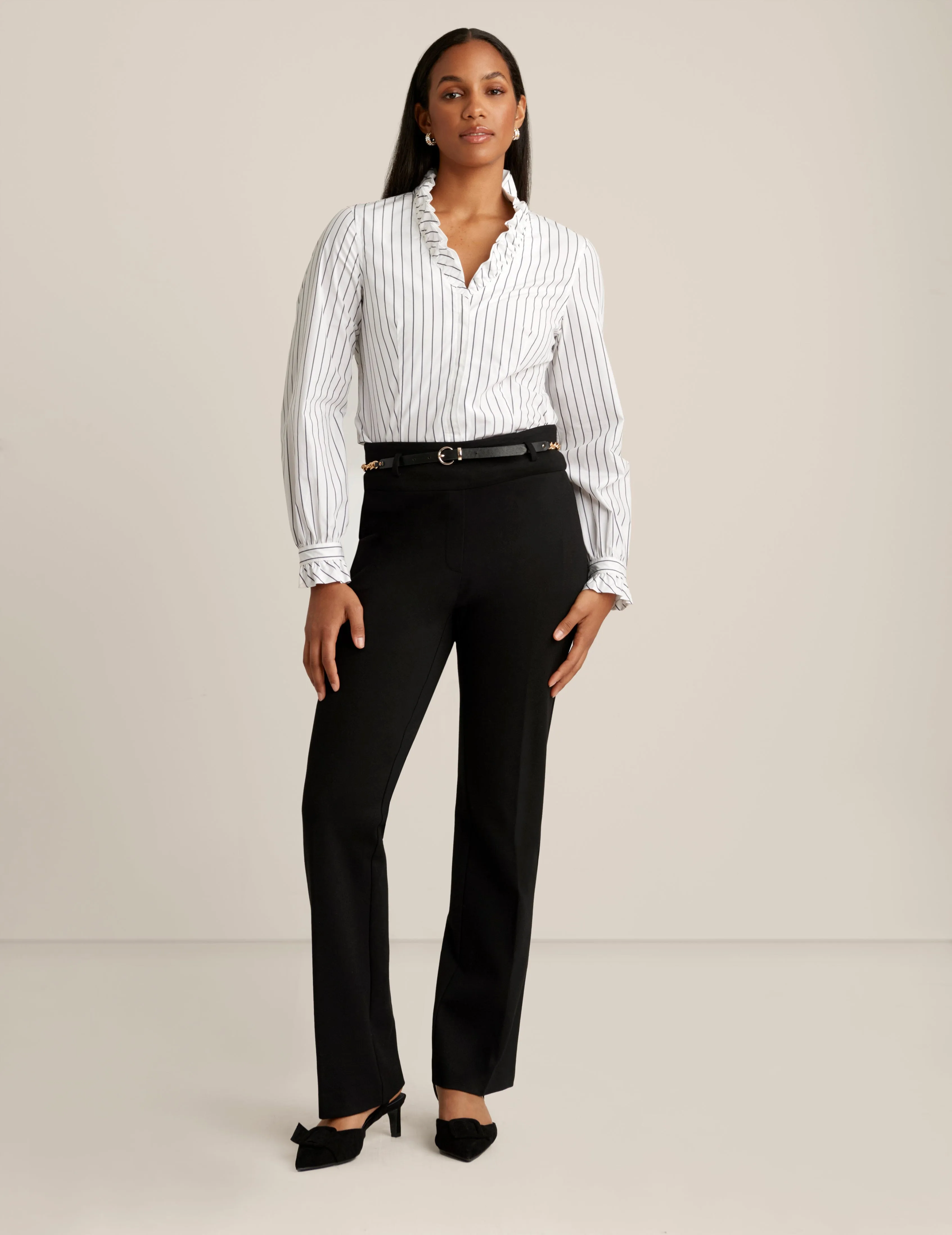 Long Sleeve Ruffle Button Down Shirt sold by Anne Klein