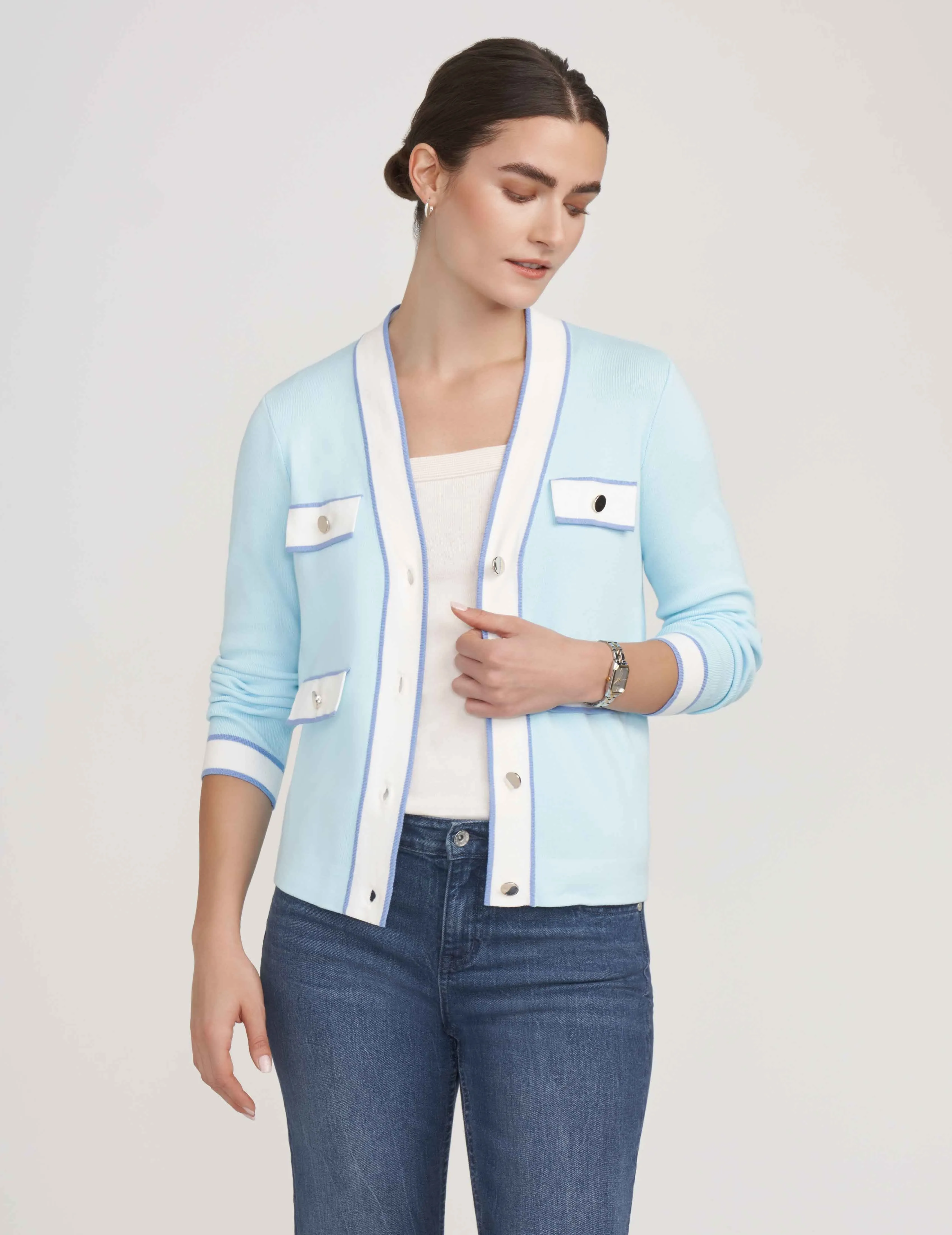 Cardigan with Tipped Pockets- Clearance sold by Anne Klein product image thumbnail 2