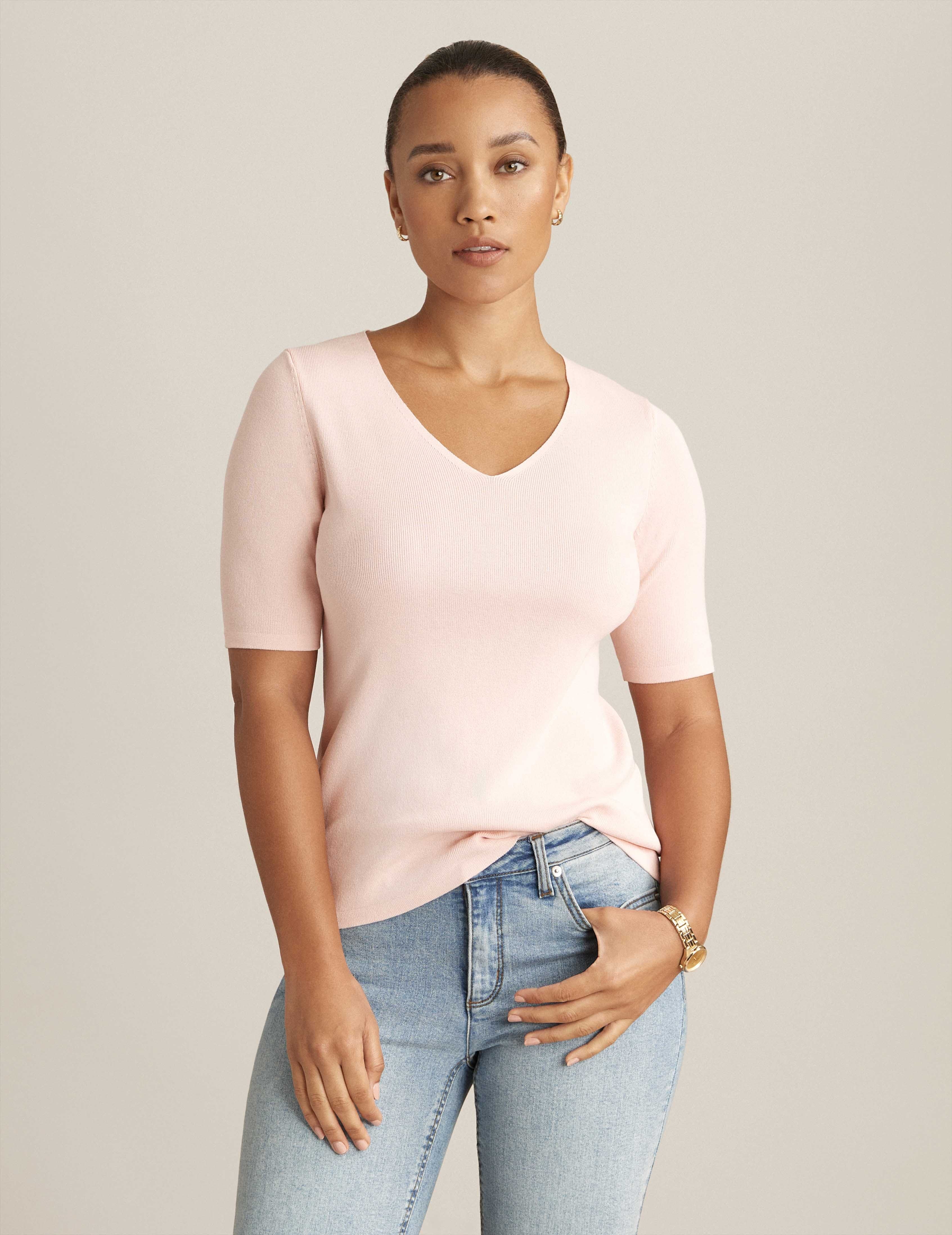 Half Sleeve V Neck Top sold by Anne Klein