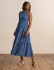 Smocked Bodice Maxi Dress sold by Anne Klein