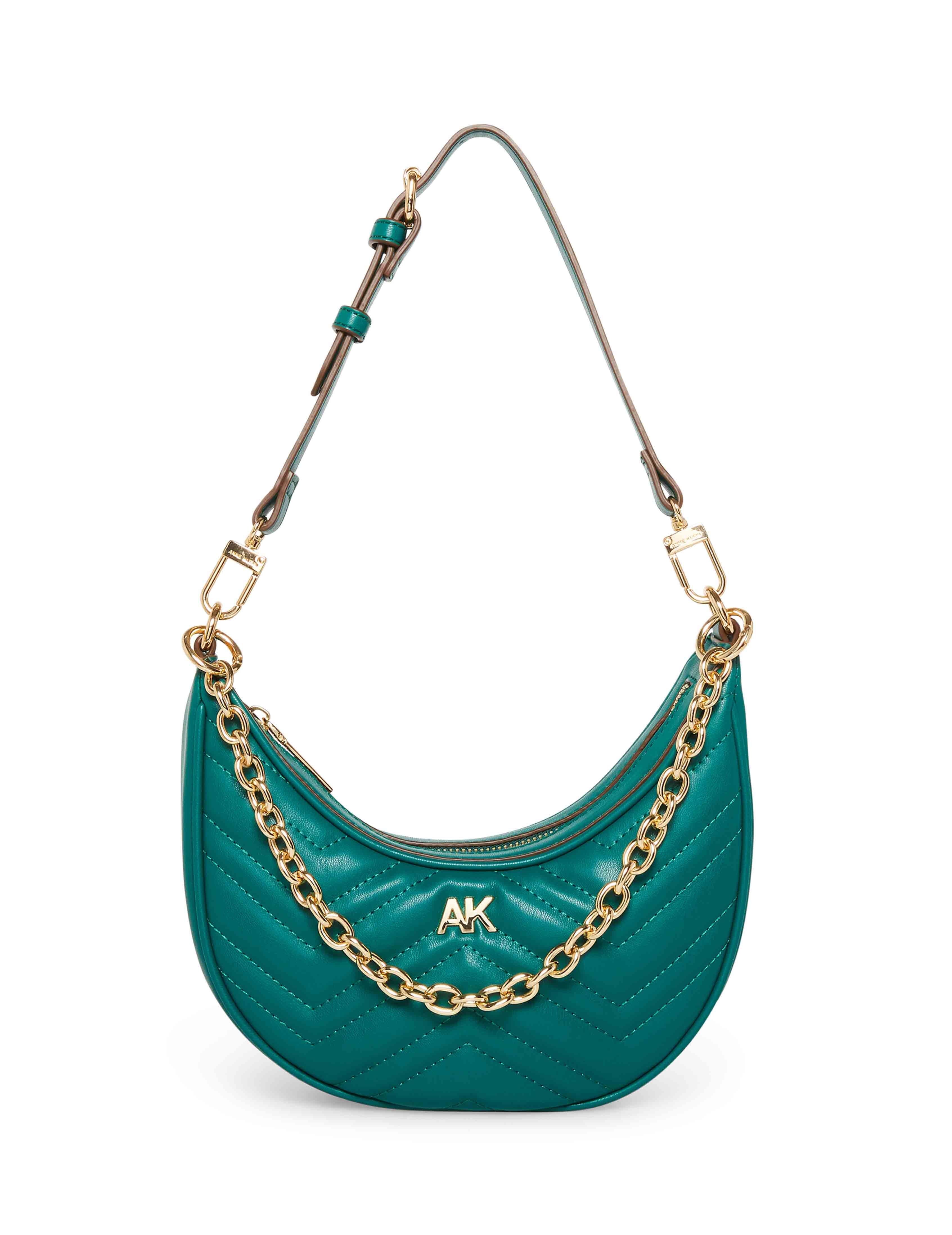 Quilted Crescent Shoulder Bag With Swag Chain sold by Anne Klein