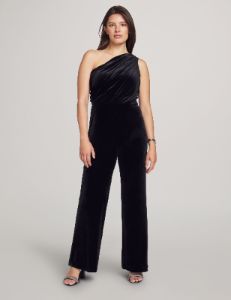 One Shoulder Velvet Jumpsuit sold by Anne Klein