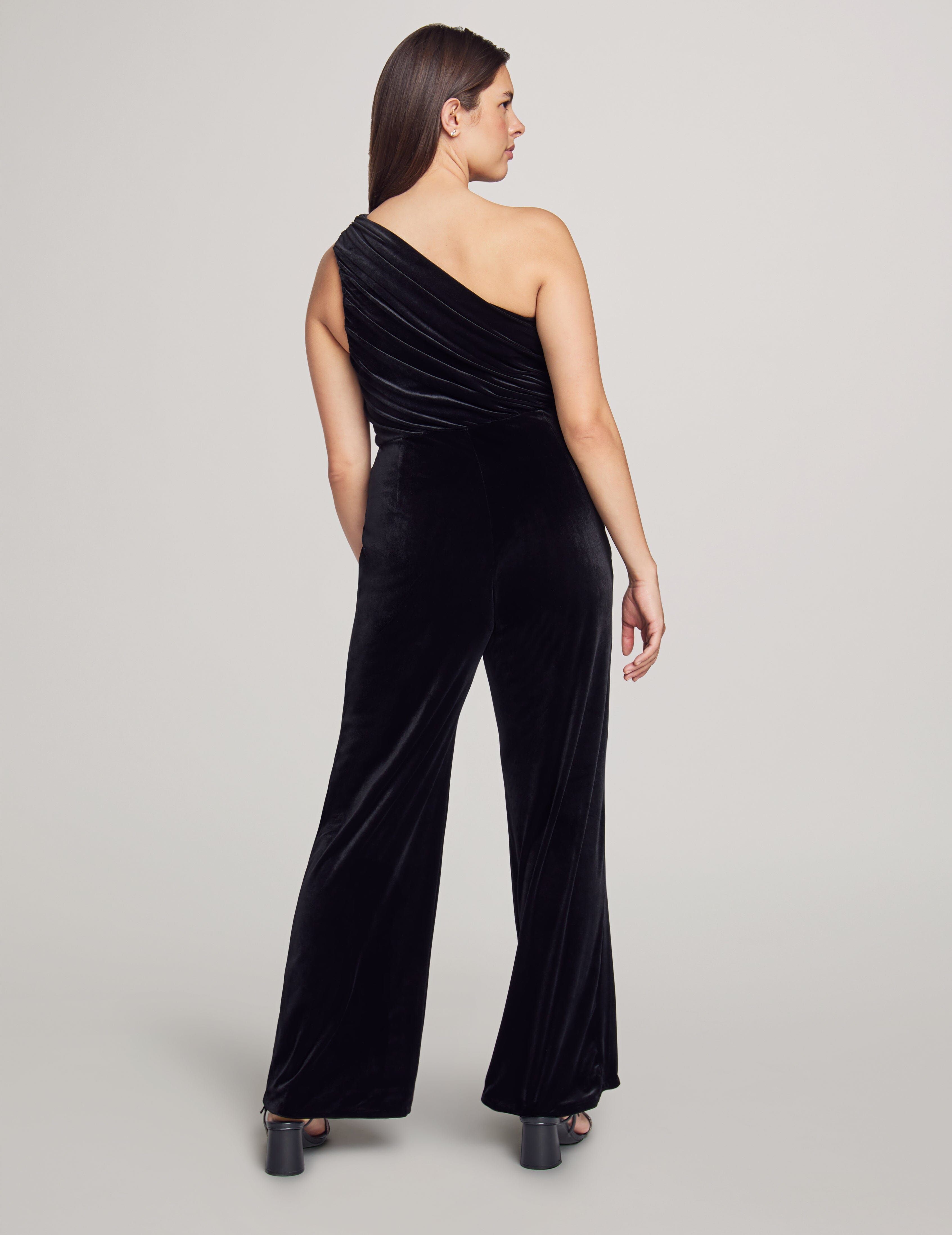 One Shoulder Velvet Jumpsuit sold by Anne Klein product image thumbnail 3