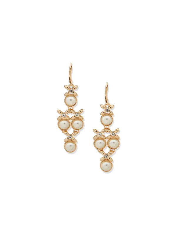 Flower Chandelier Faux Pearl Earrings sold by Anne Klein