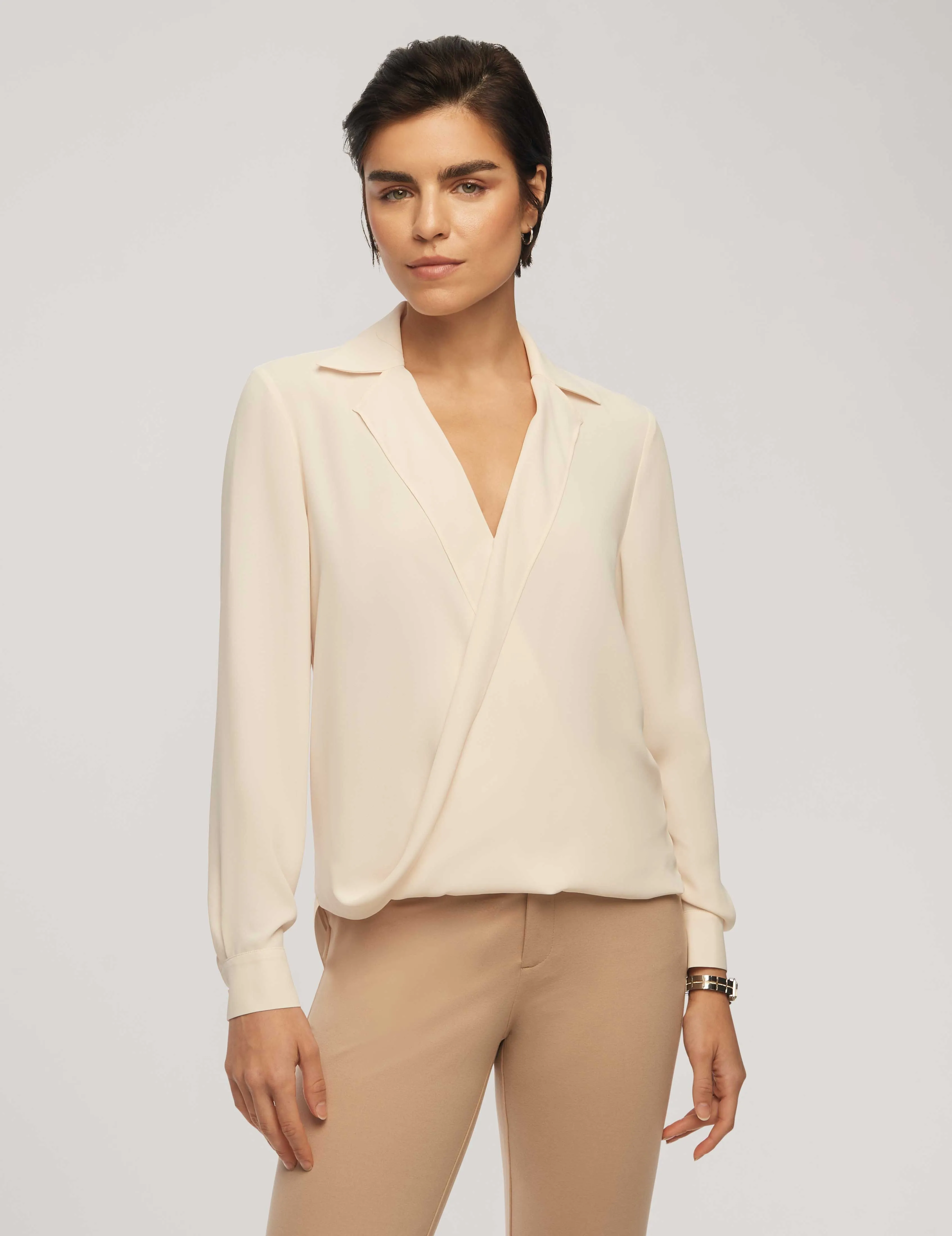 Long Sleeve Crossover Blouse With Collar- Sale sold by Anne Klein