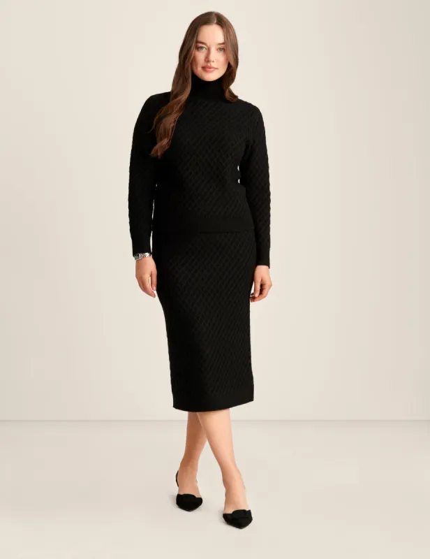 Diamond Stitch Mock Neck Sweater sold by Anne Klein