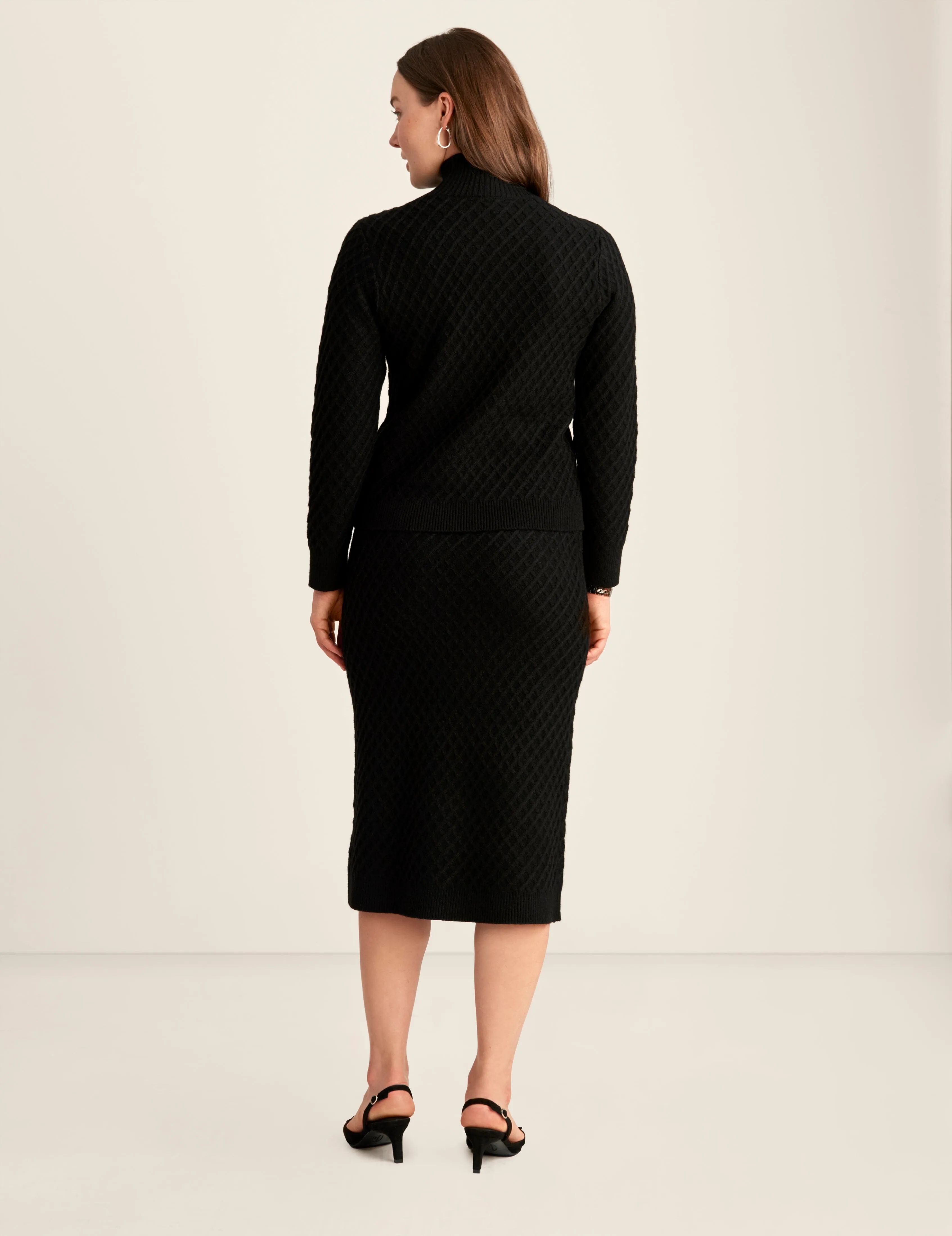 Diamond Stitch Mock Neck Sweater sold by Anne Klein product image thumbnail 2