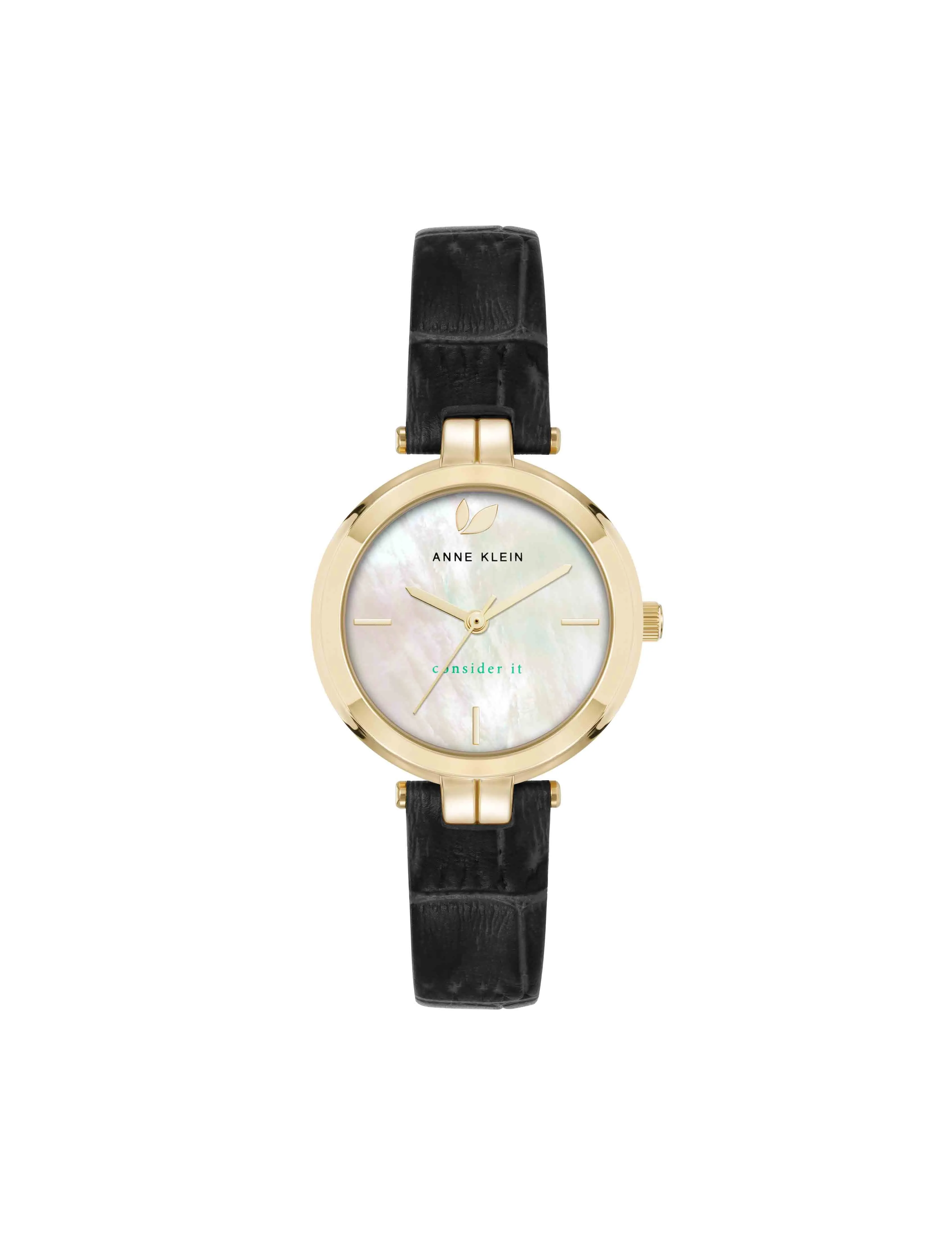 Consider It Round Leather Band Watch sold by Anne Klein