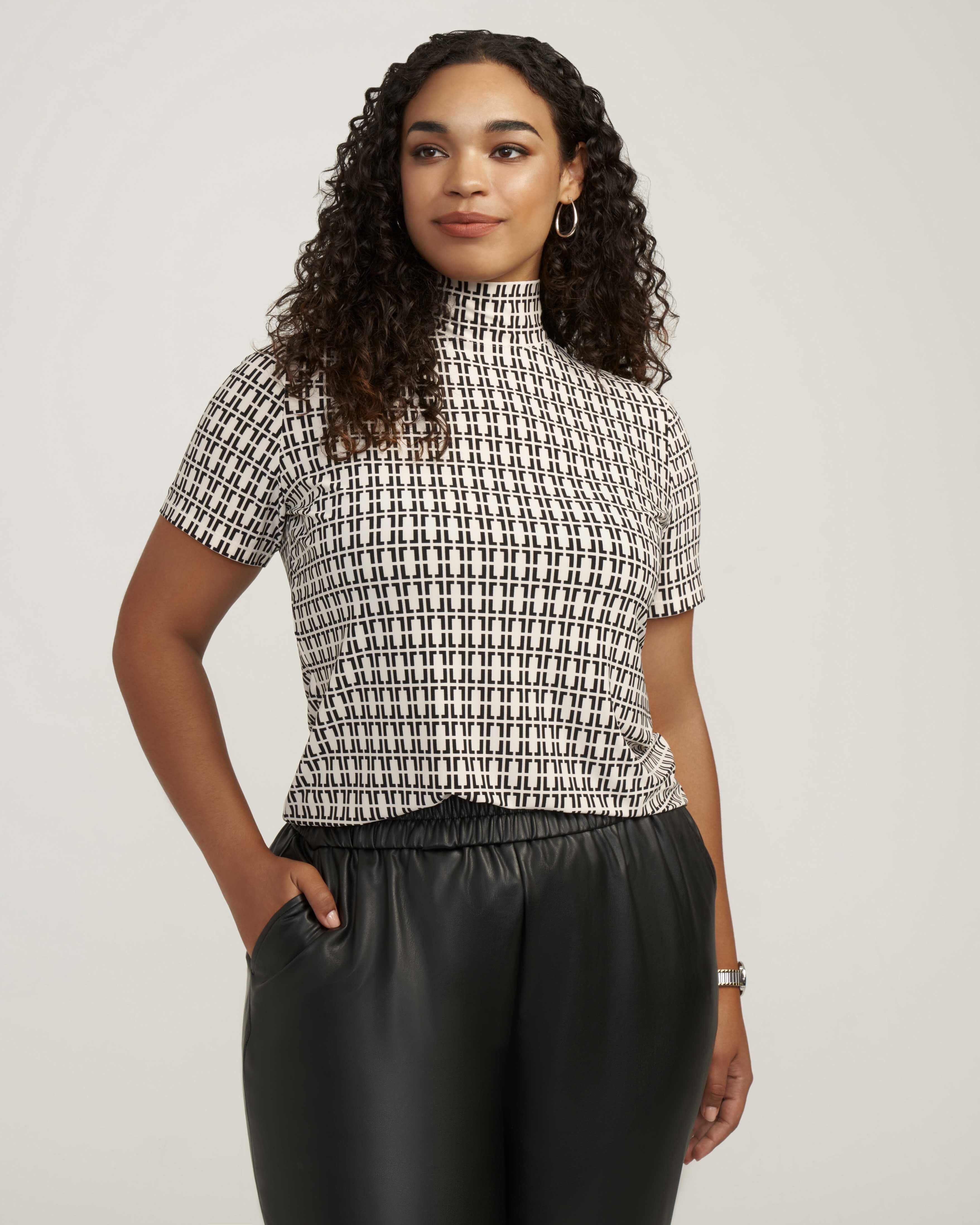 Plus Size Chainlink Mock Neck Top sold by Anne Klein