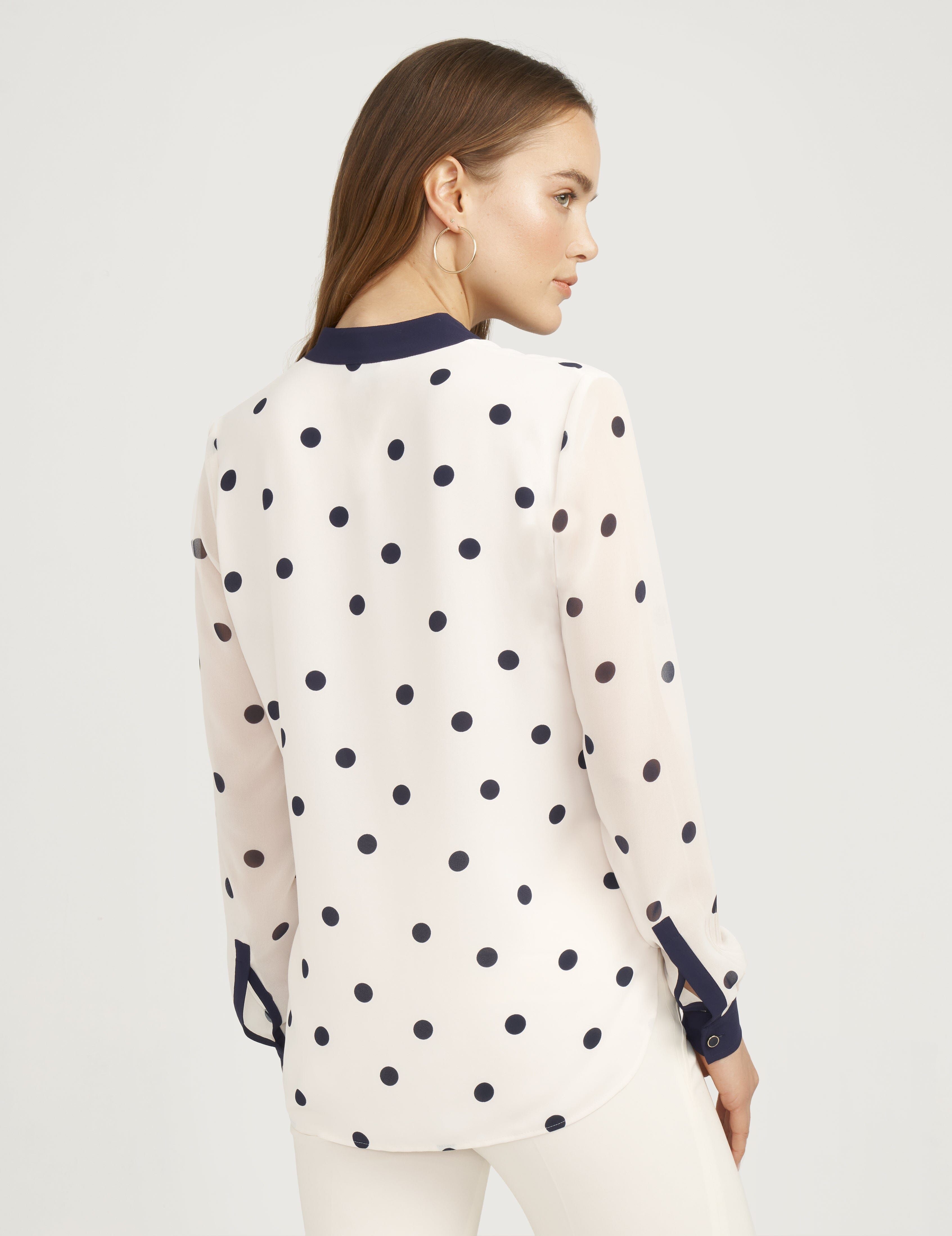 Polka Dot Placket Collarless Blouse- Sale sold by Anne Klein product image thumbnail 3