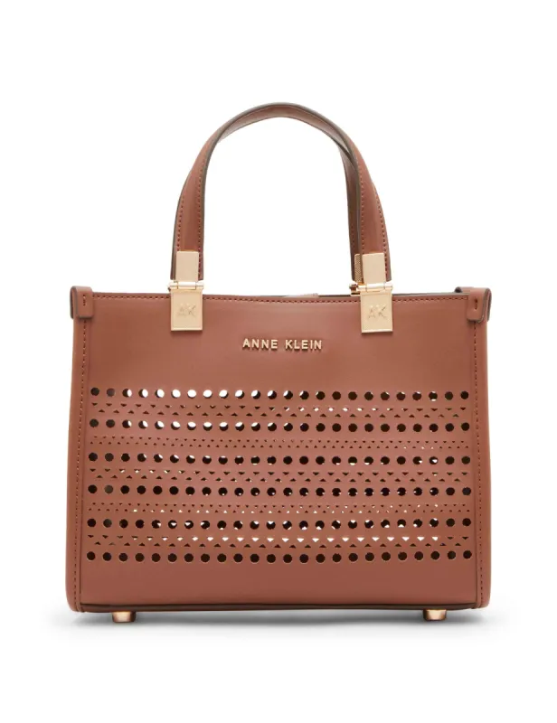 Mini Perforated Tote With Straw Pouch sold by Anne Klein