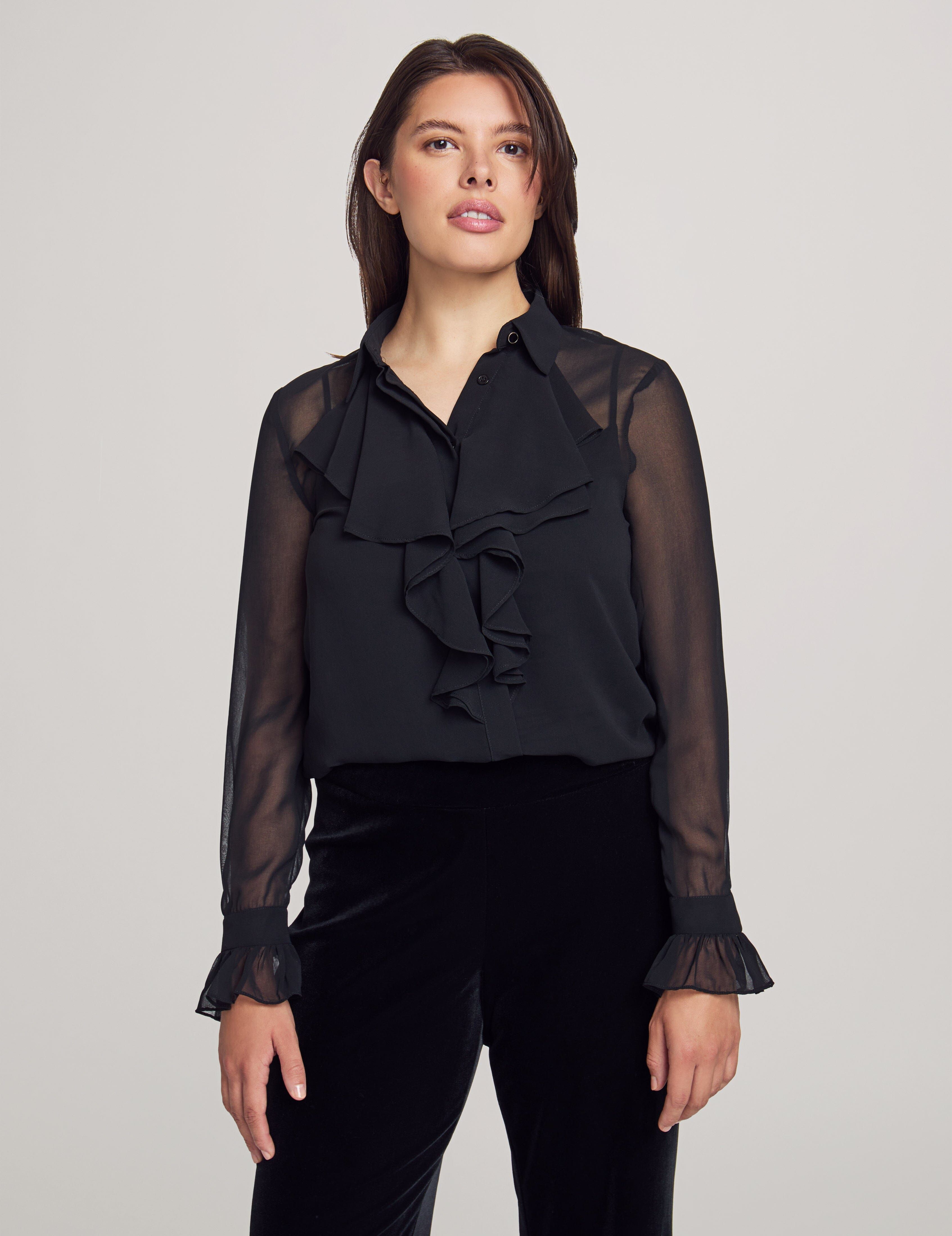 Long Sleeve Ruffle Button Down Blouse sold by Anne Klein product image thumbnail 2