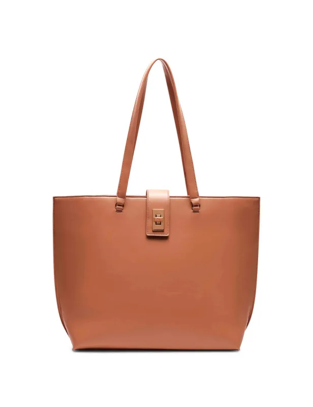 Large Tote With Enamel Turn Lock sold by Anne Klein