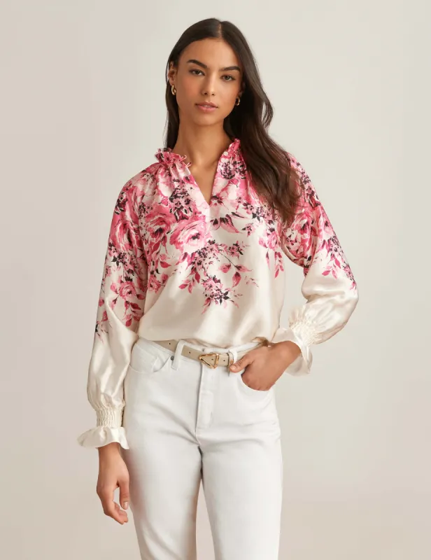 Ruffle Neck Blouse With Buttons sold by Anne Klein