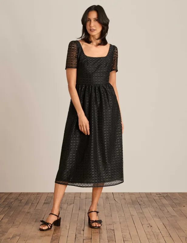 Square Neck Midi Dress With Puff Sleeves sold by Anne Klein