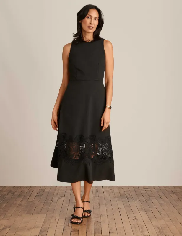 Fit And Flare Midi Dress With Lace Detail sold by Anne Klein