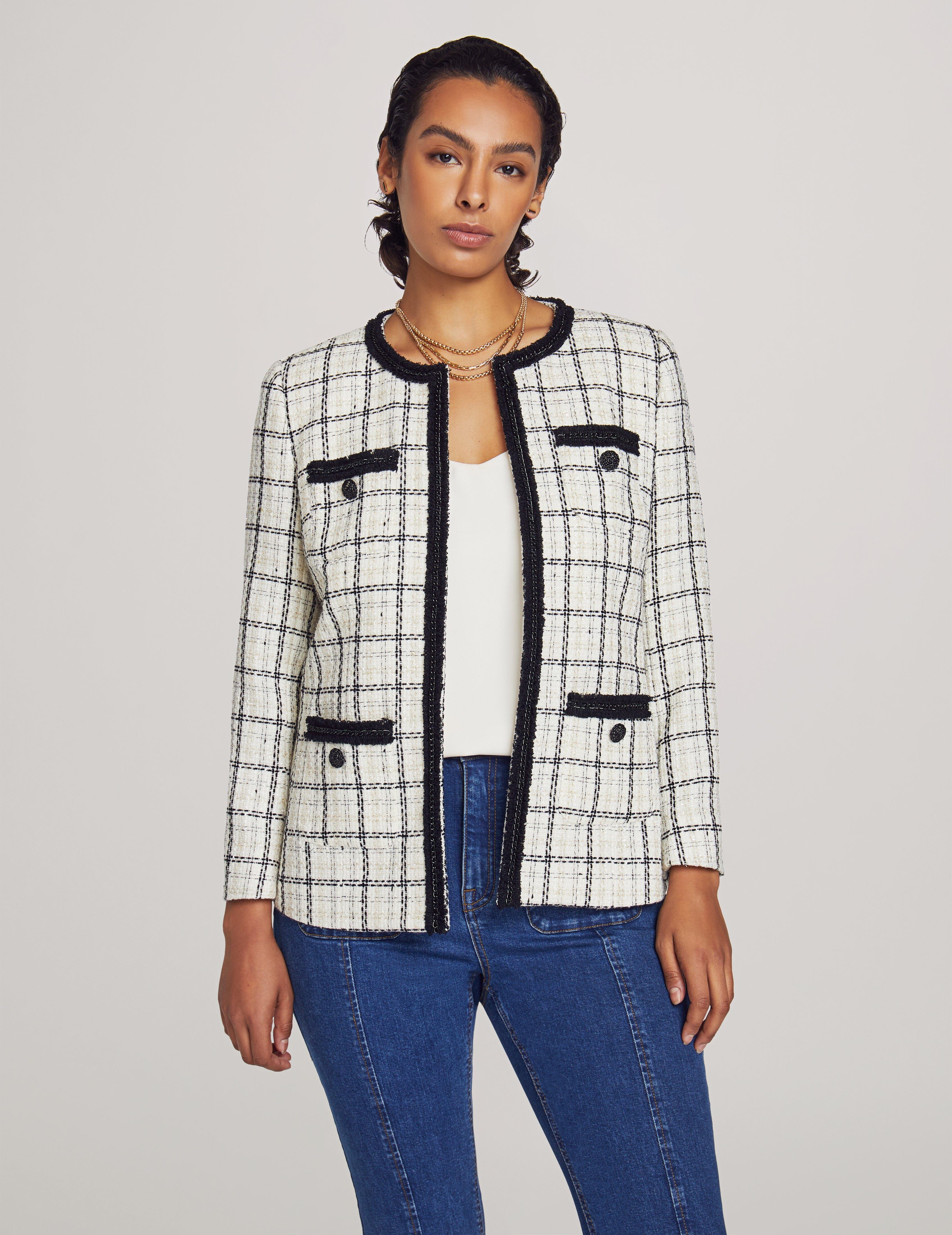 Tweed Collarless Jacket With Novelty Trim sold by Anne Klein product image thumbnail 2