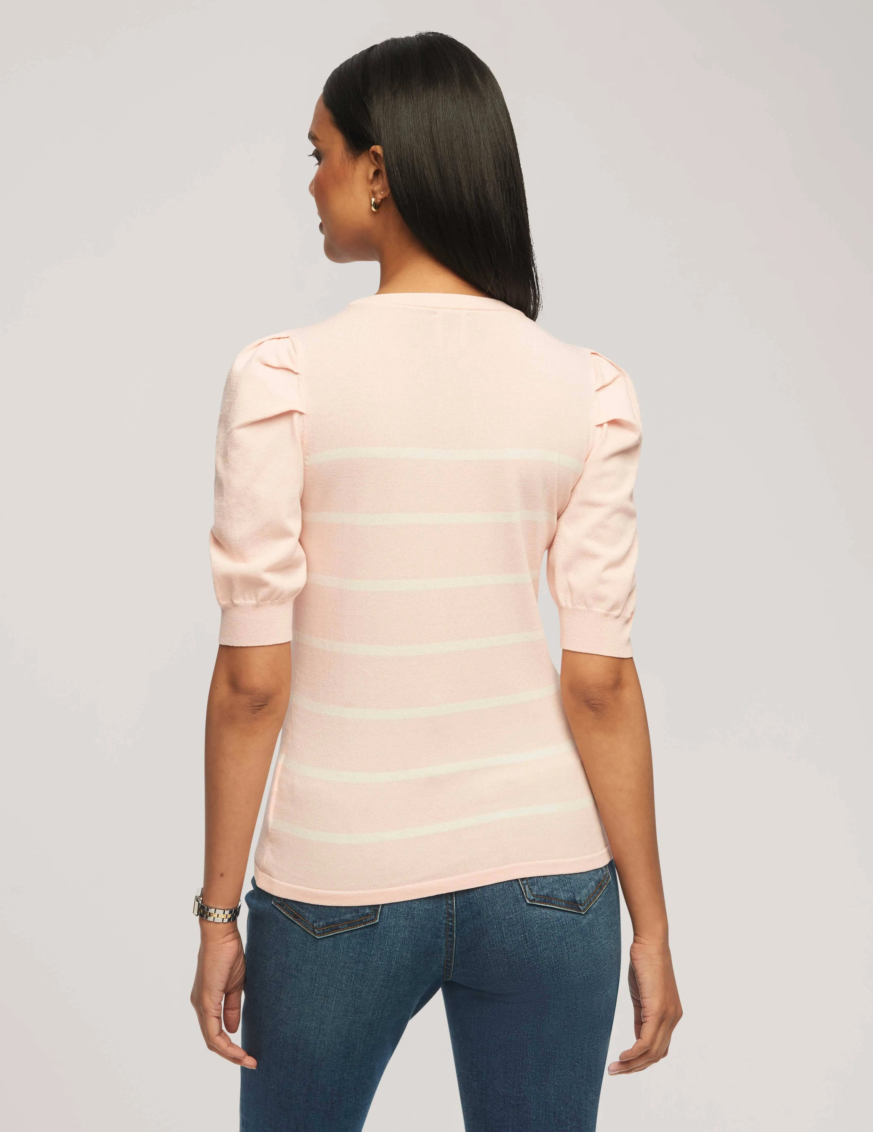 Short Puff Sleeve Crew Neck With Stripes- Sale sold by Anne Klein product image thumbnail 2