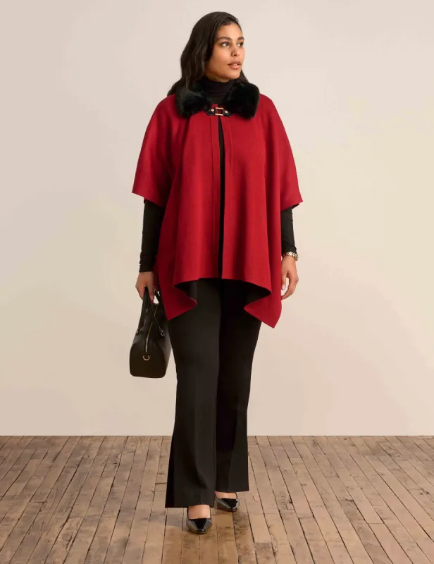 Fur Trim Buckle Cape sold by Anne Klein
