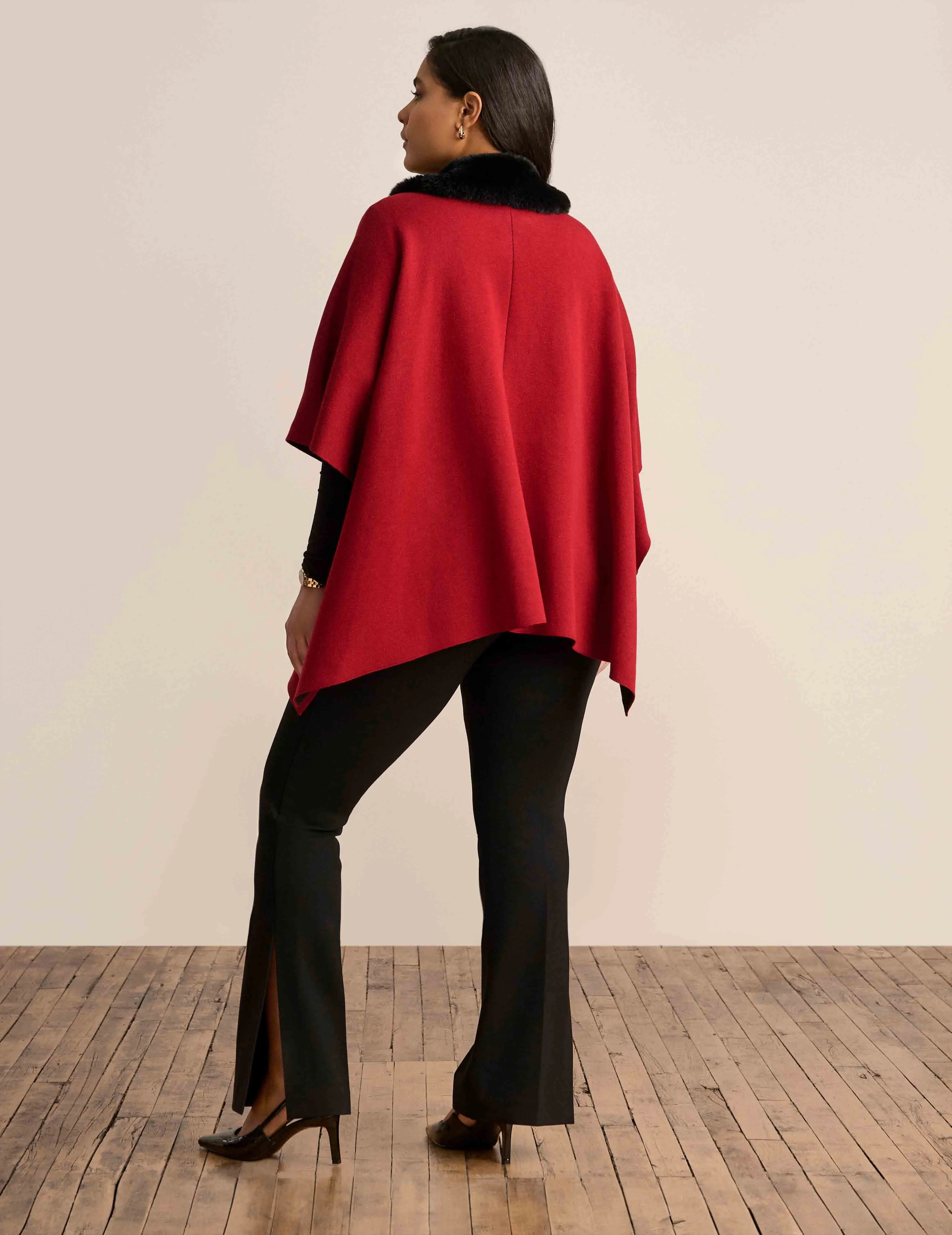 Fur Trim Buckle Cape sold by Anne Klein product image thumbnail 2