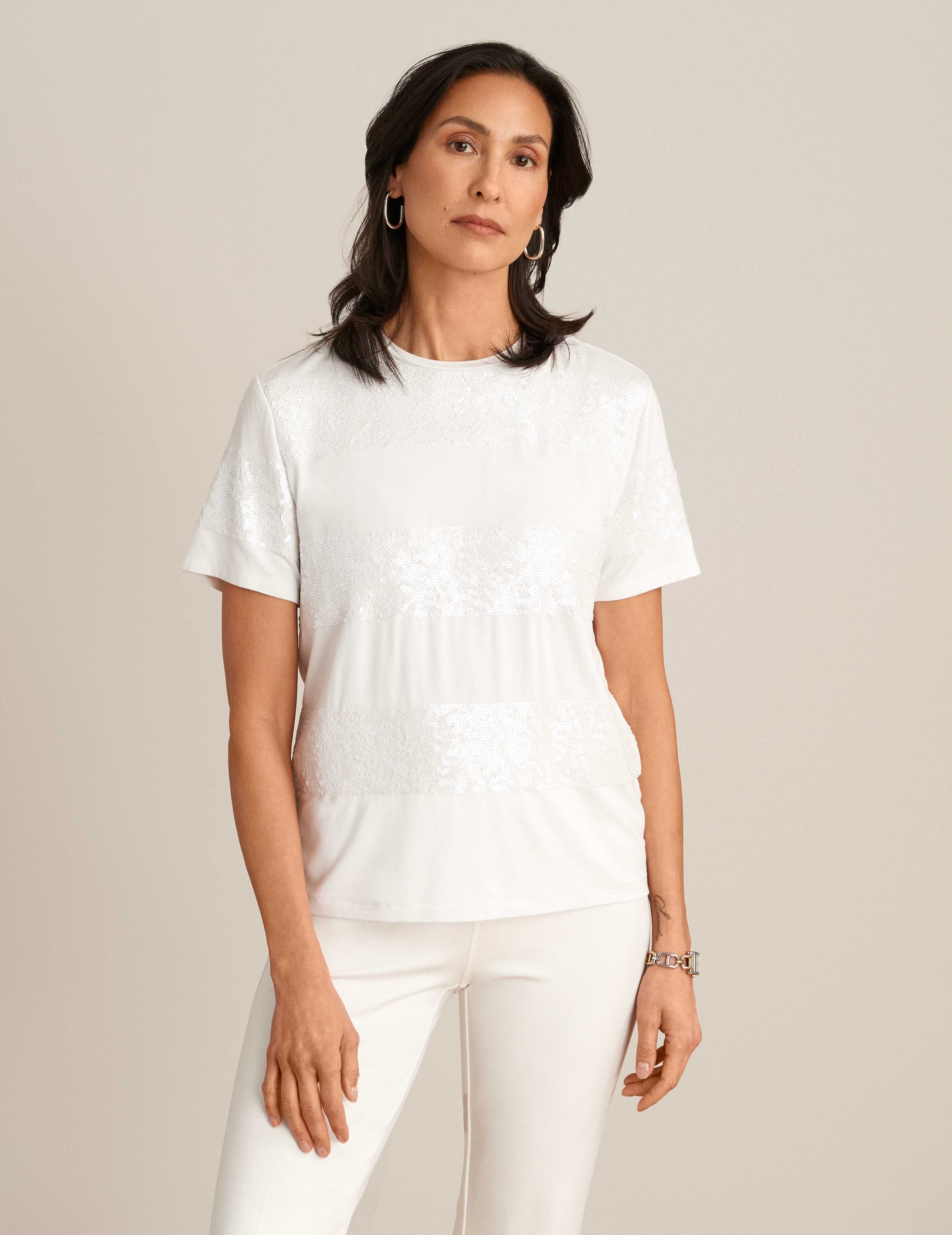 Sequin Stripe Tee sold by Anne Klein