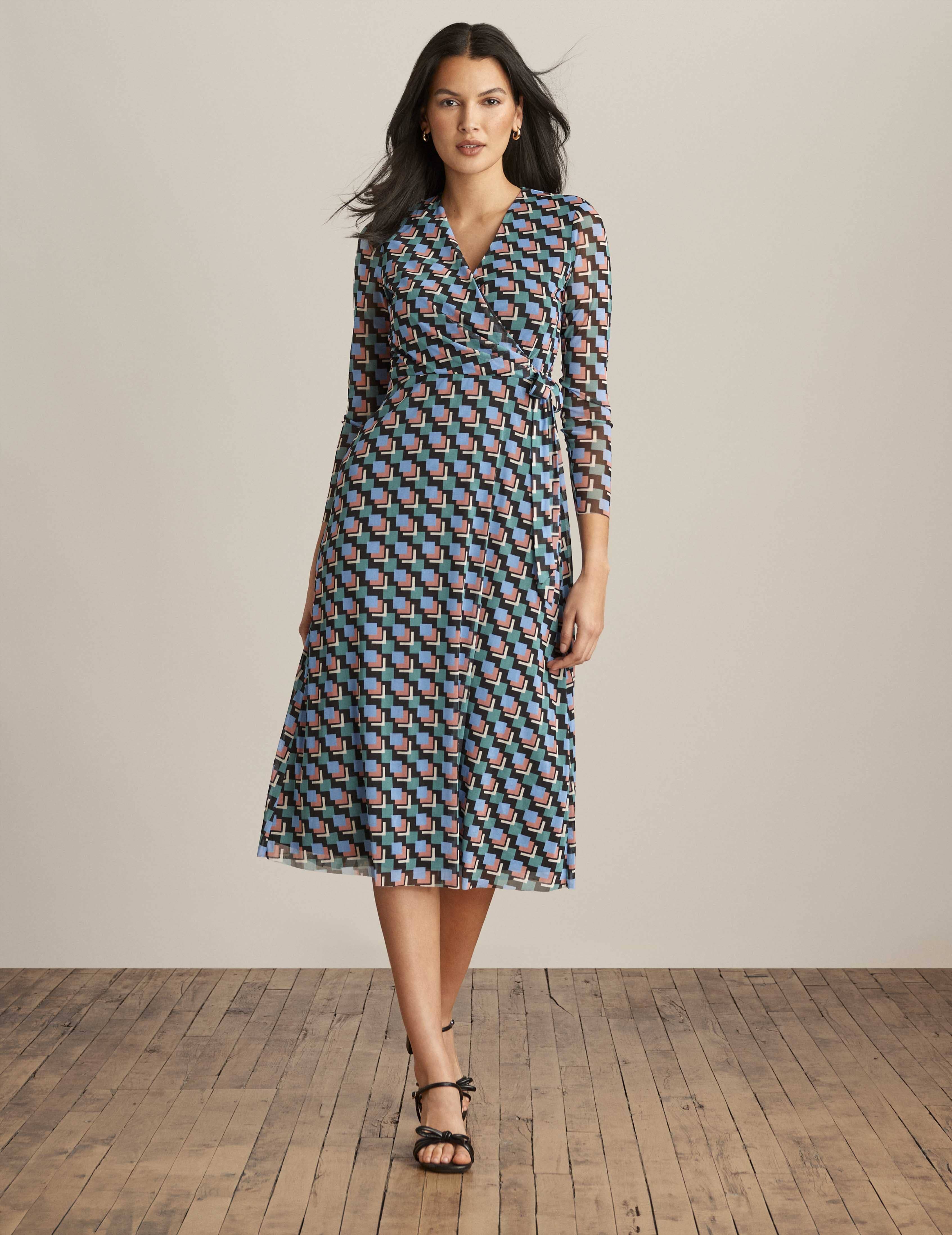 Printed Tie Waist Midi Dress sold by Anne Klein