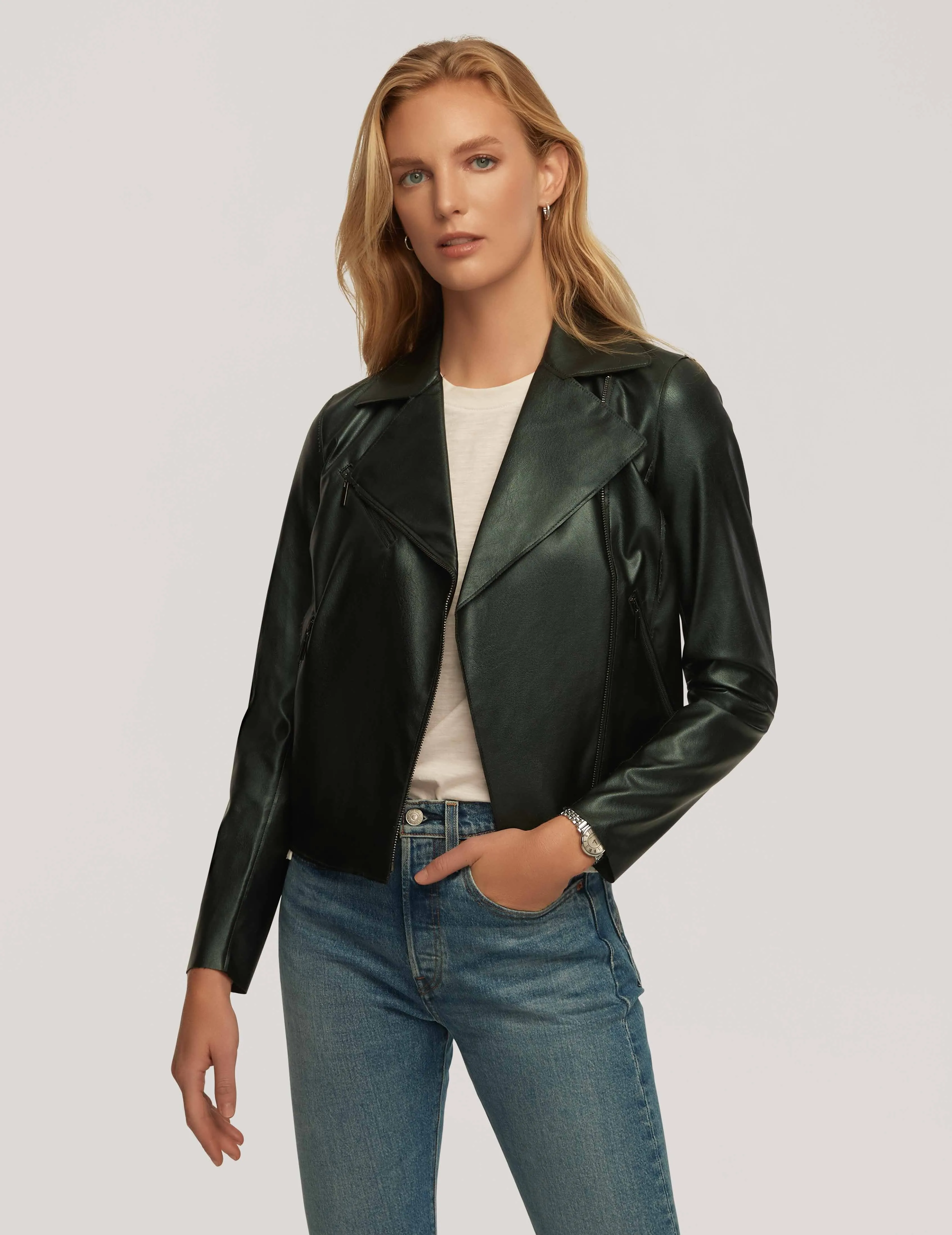 Vegan Leather Zip Front Moto Jacket- Sale sold by Anne Klein product image thumbnail 3