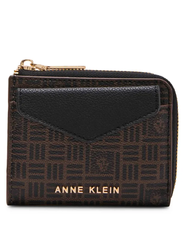 AK Envelope Flap Curved Wallet In Tile Lion Logo sold by Anne Klein