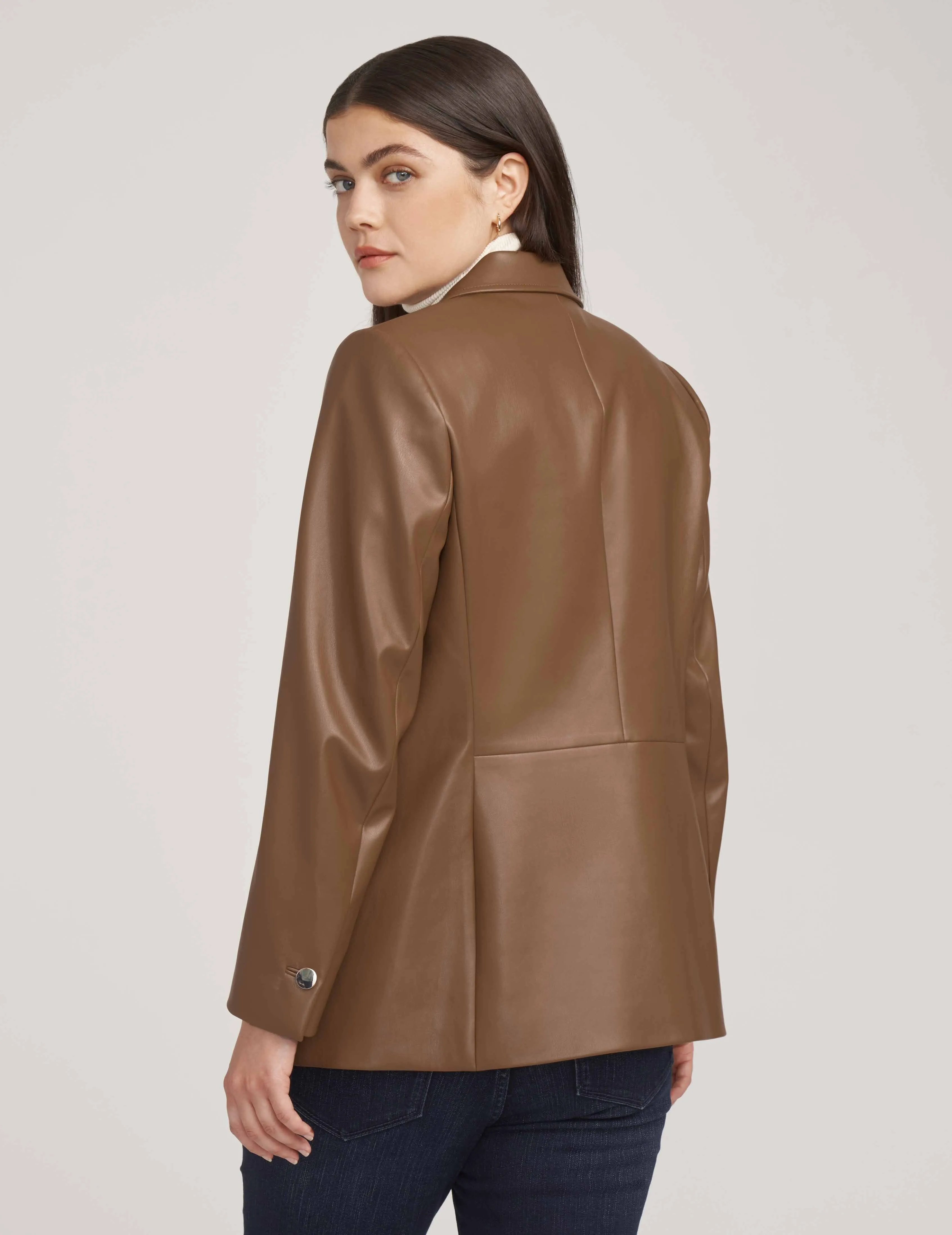 Vegan Leather Jacket With Patch Pockets- Sale sold by Anne Klein product image thumbnail 3