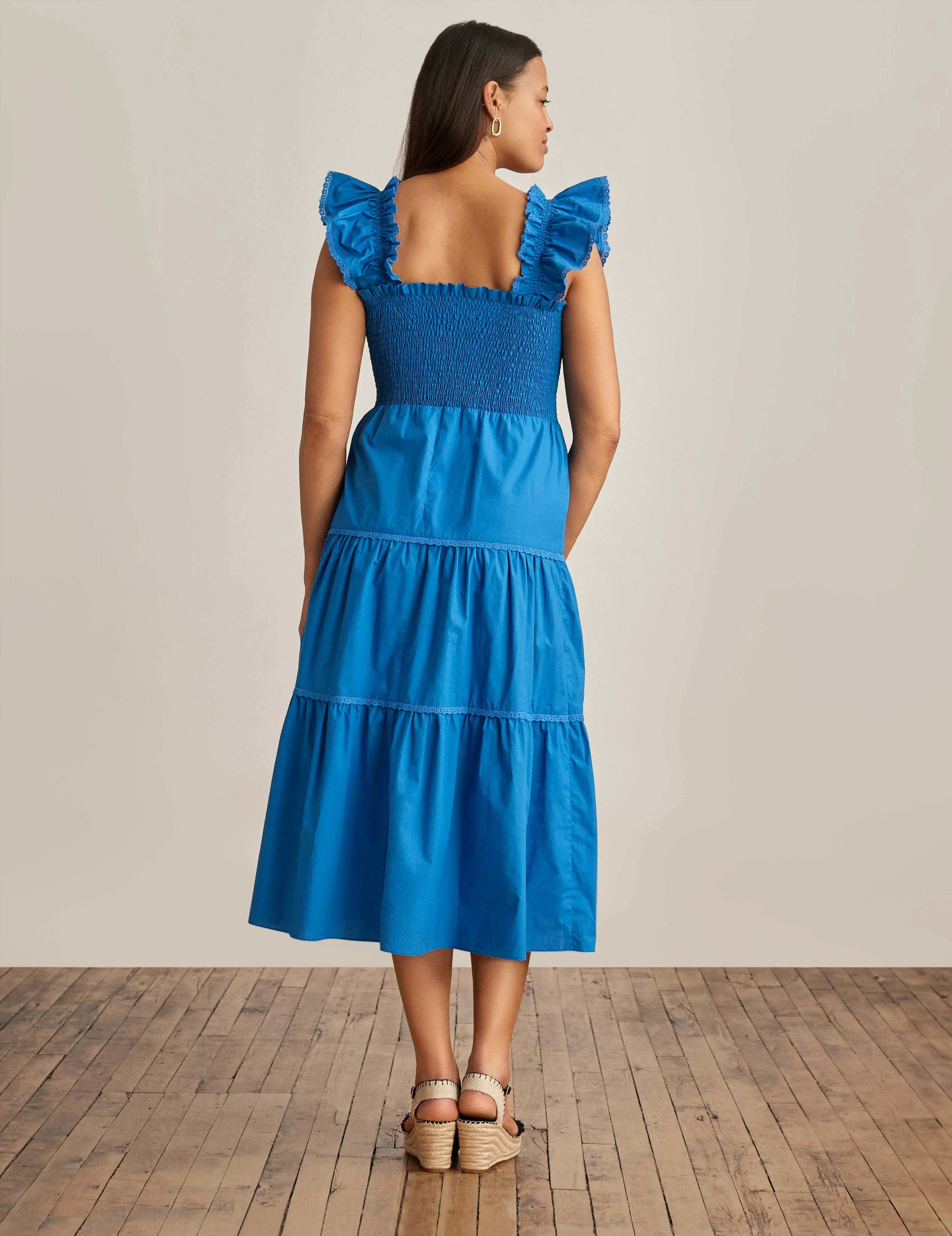 Smocked Ruffle Shoulder Tiered Midi Dress sold by Anne Klein product image thumbnail 2