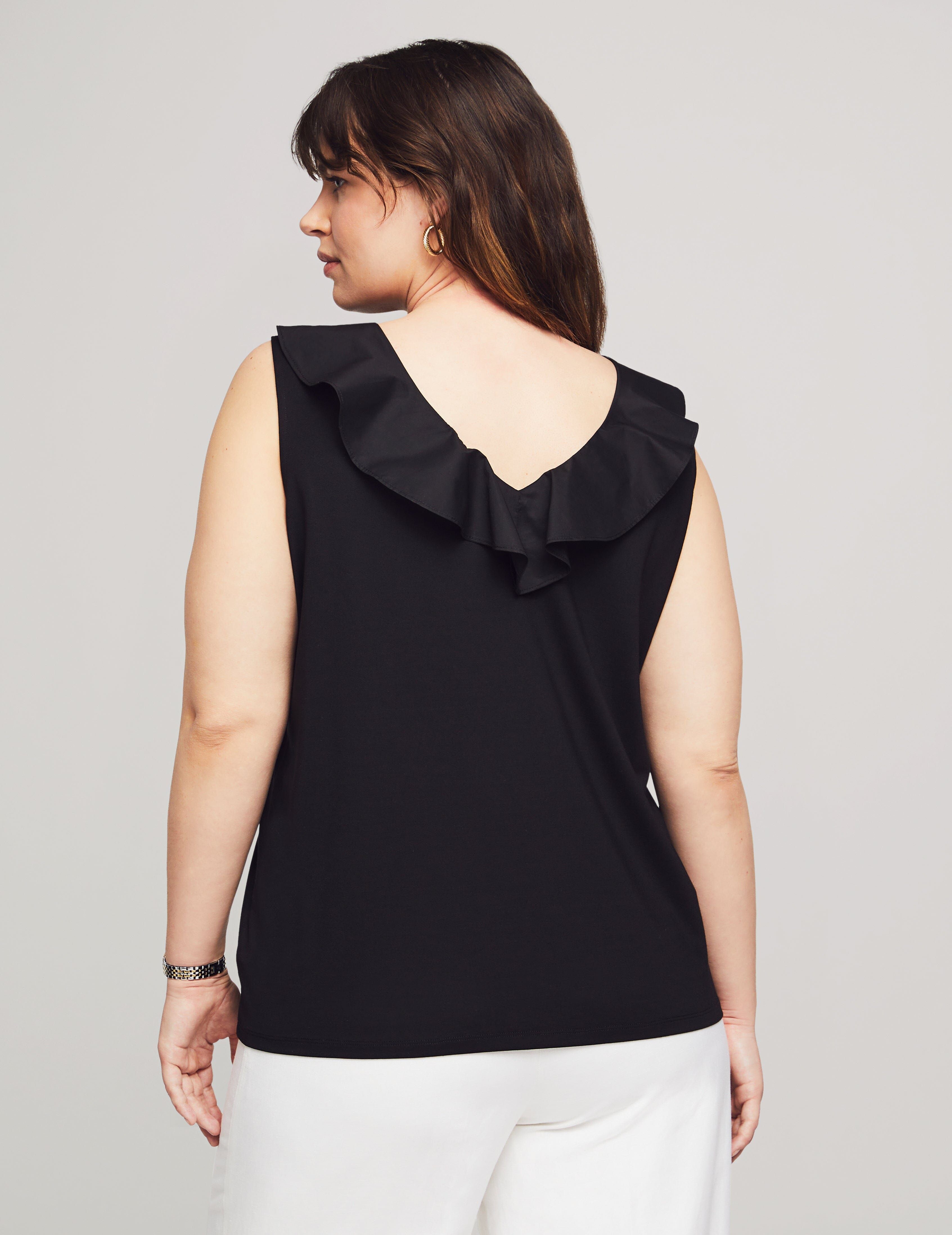 Plus Size Harmony With Woven Double V Flounce Top sold by Anne Klein product image thumbnail 2