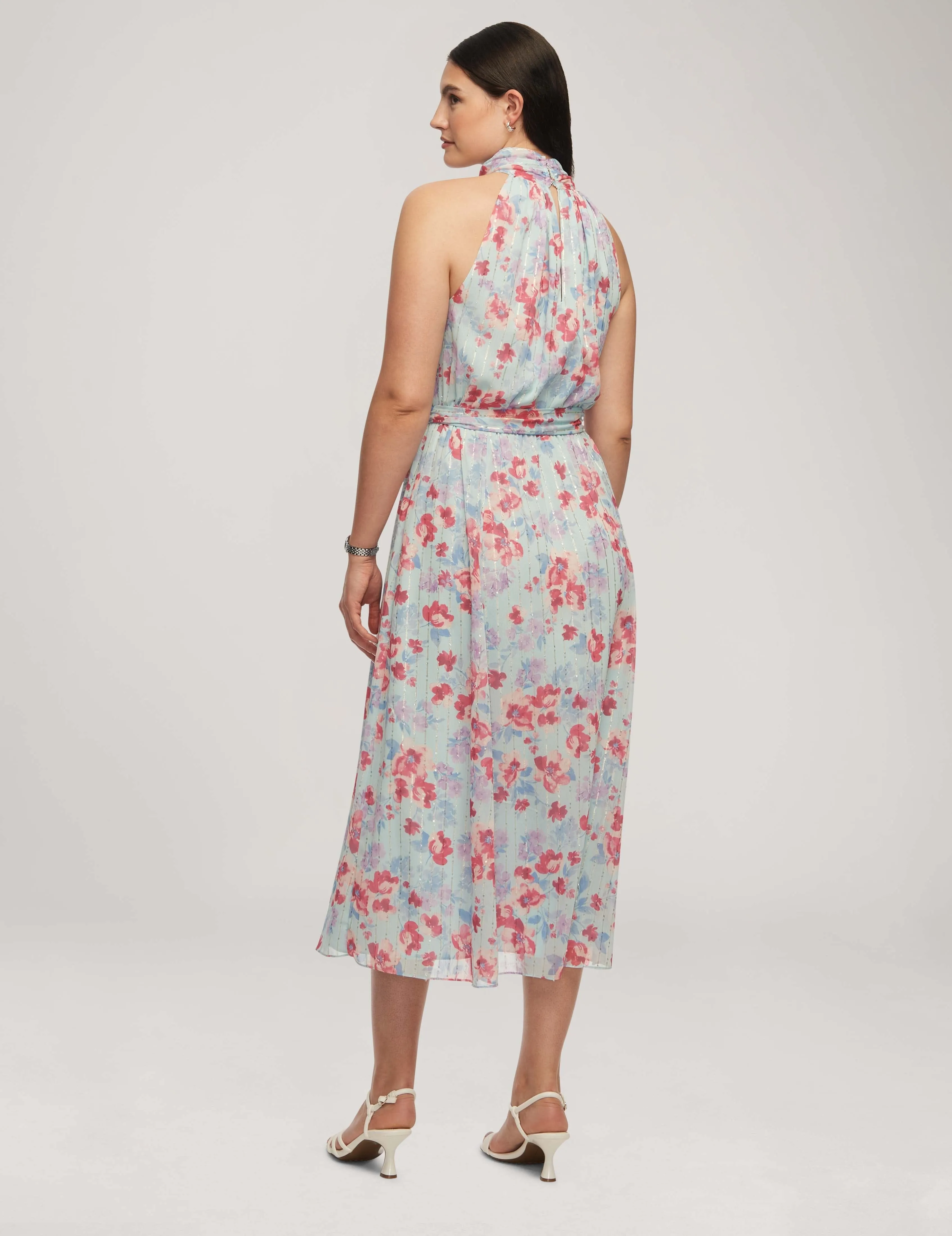 Printed Twist Neck Halter Midi With Sash- Sale sold by Anne Klein product image thumbnail 2