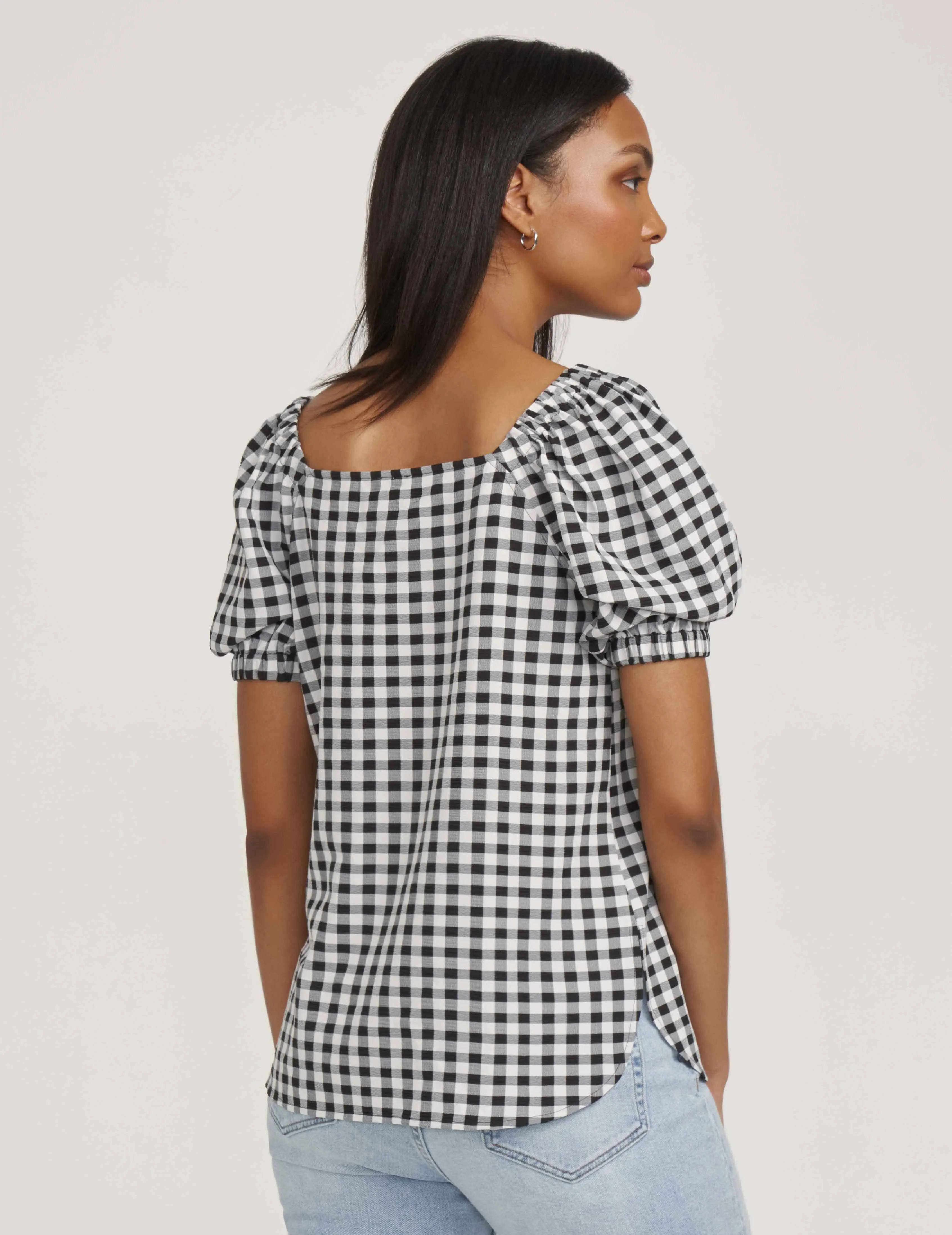 Gingham Puff Sleeve Blouse- Sale sold by Anne Klein product image thumbnail 4