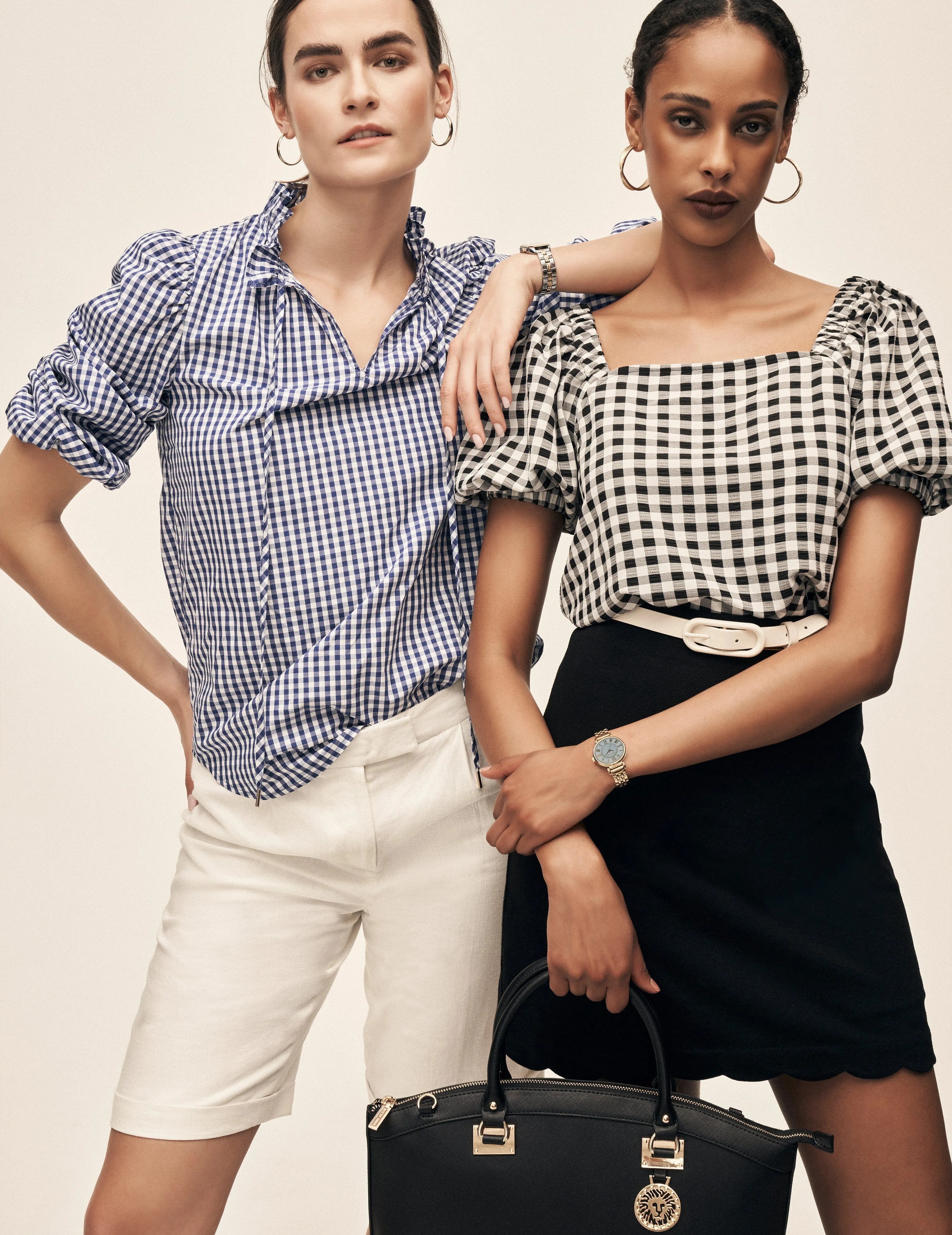 Gingham Puff Sleeve Blouse- Sale sold by Anne Klein