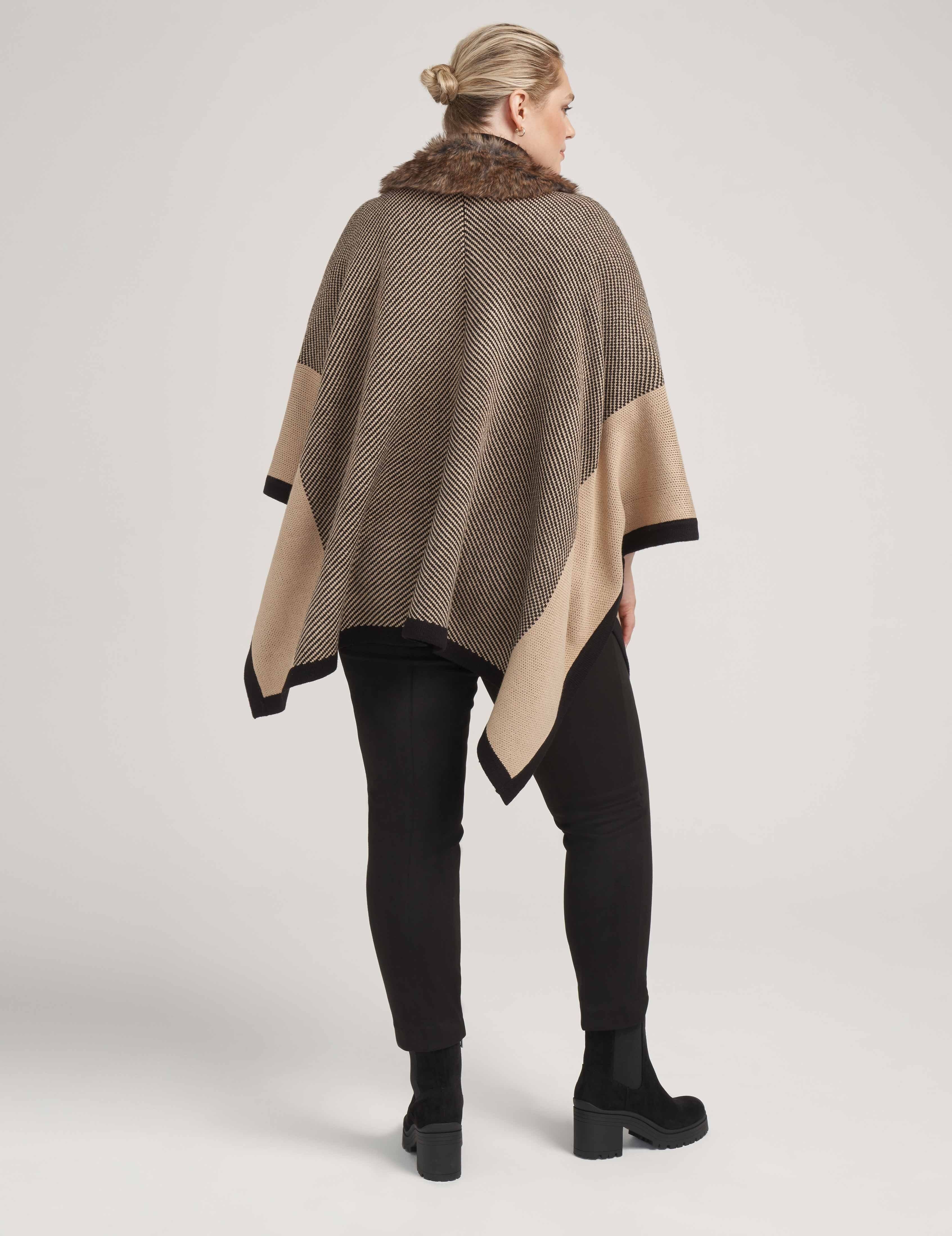 Plus Size Zip Front Poncho With Fur- Clearance sold by Anne Klein product image thumbnail 2