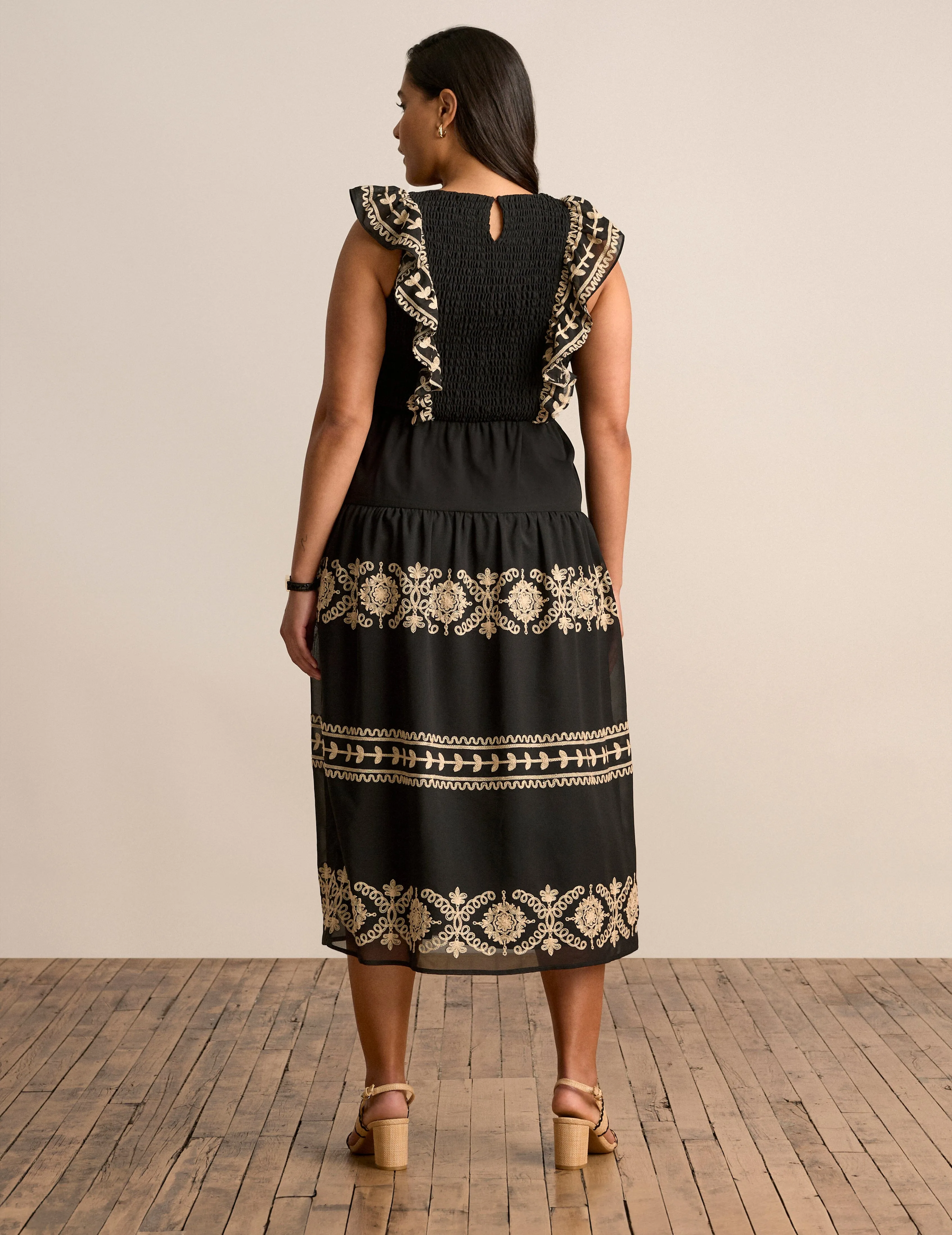Embroidered Ruffle Sleeve Dress sold by Anne Klein product image thumbnail 2