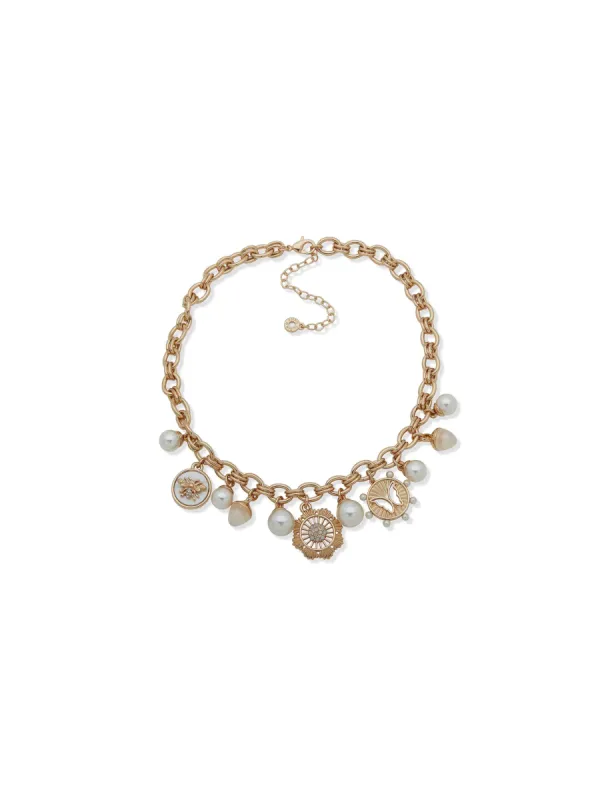 Motif Charm Frontal Necklace sold by Anne Klein