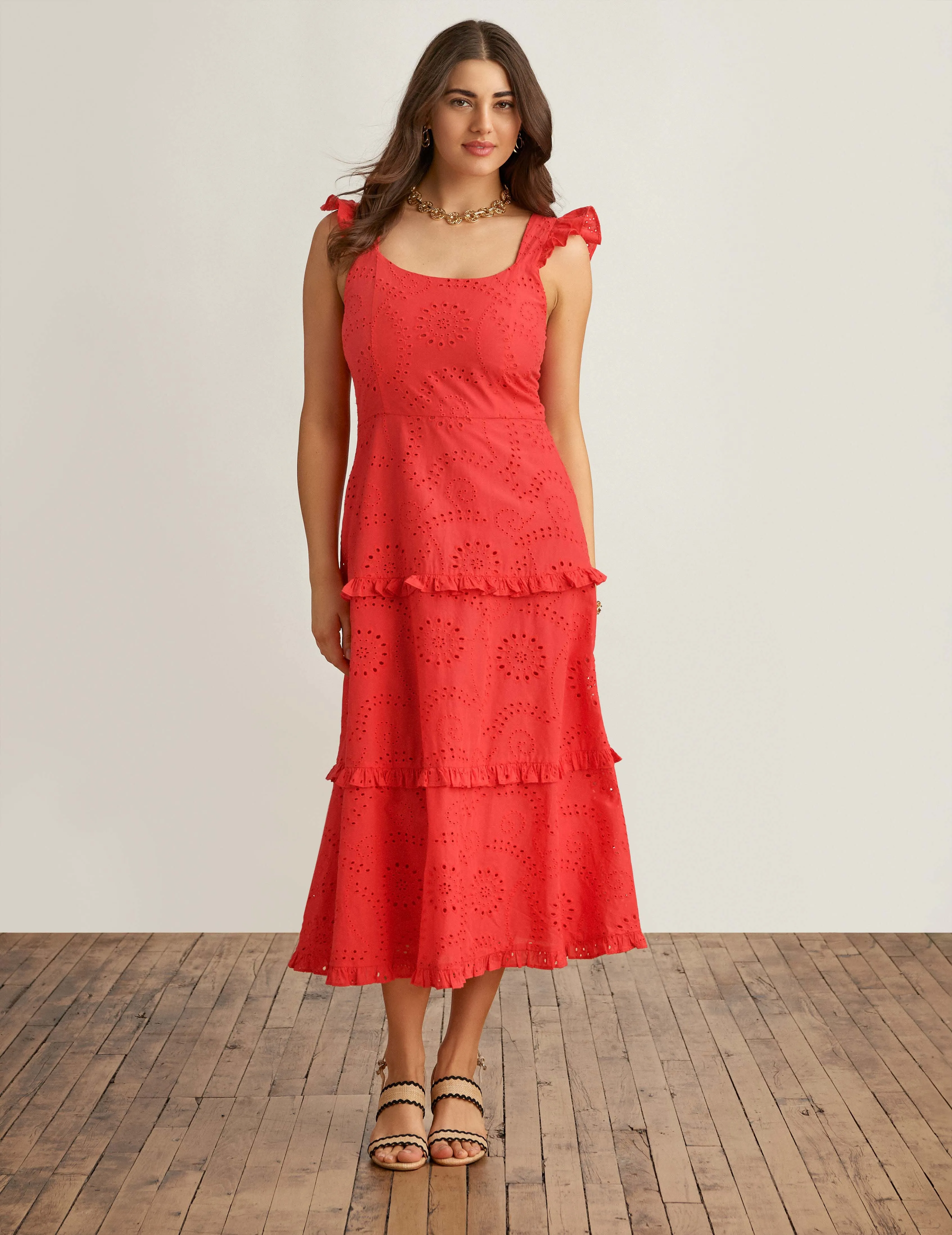 Ruffled Tier Midi Dress sold by Anne Klein