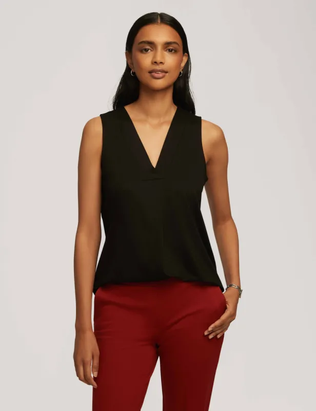Harmony Knit Pleat Neck Shell sold by Anne Klein