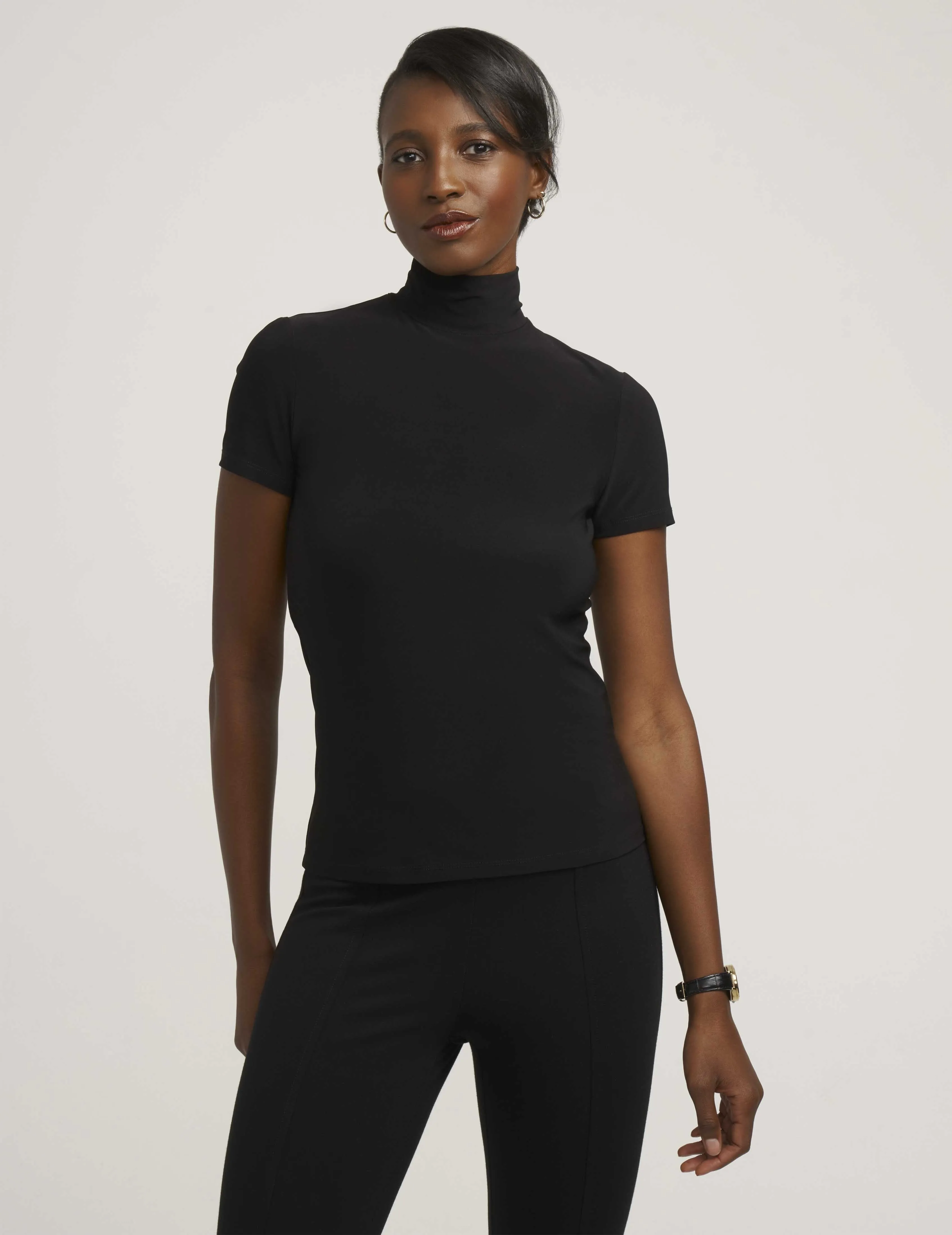 Short Sleeve Mock Neck Knit Top sold by Anne Klein product image thumbnail 2