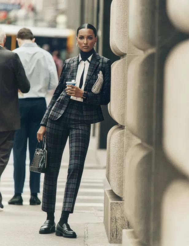 Pull on Plaid Hollywood Waist Straight Ankle sold by Anne Klein