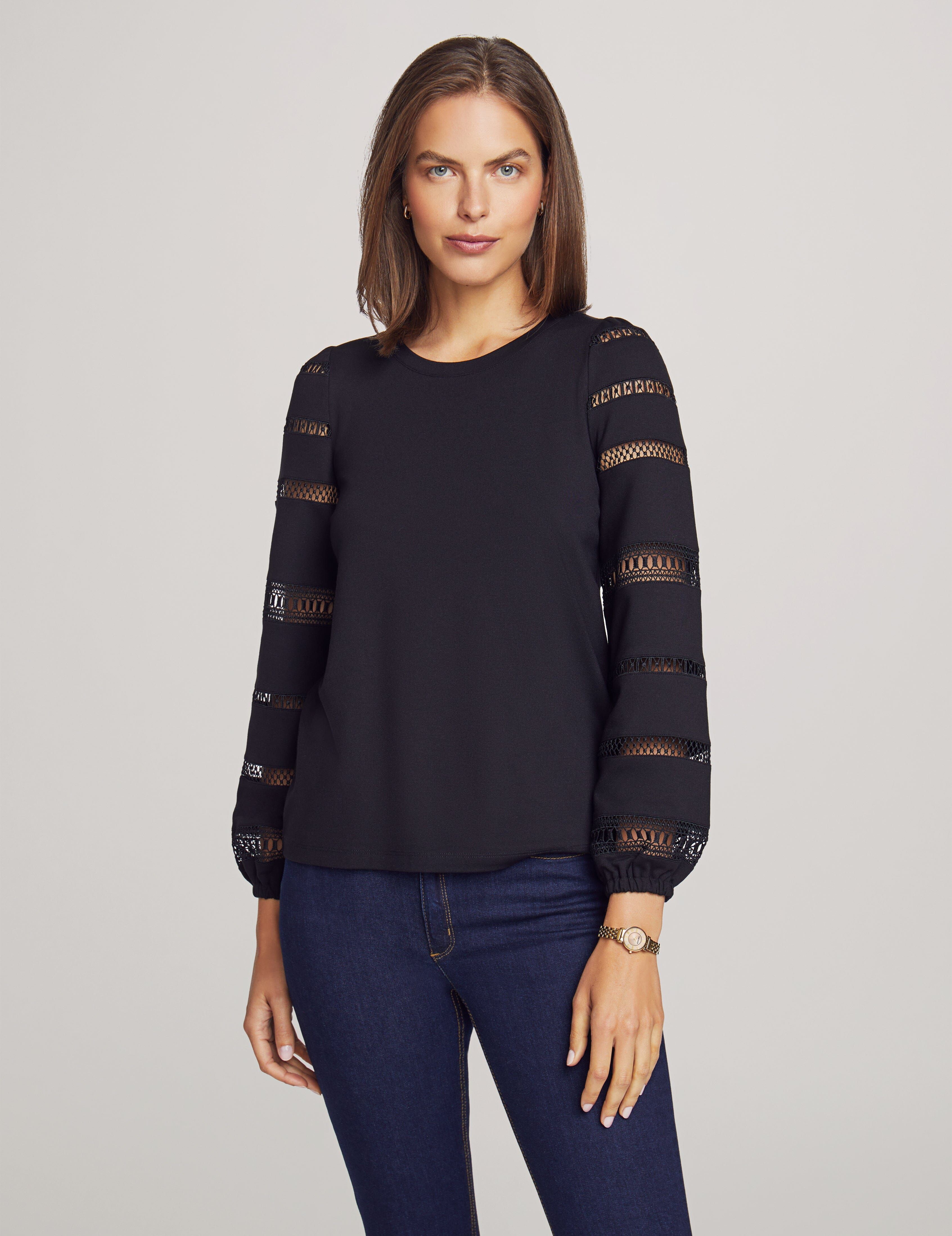 Serenity Knit Lace Sleeve Tee sold by Anne Klein