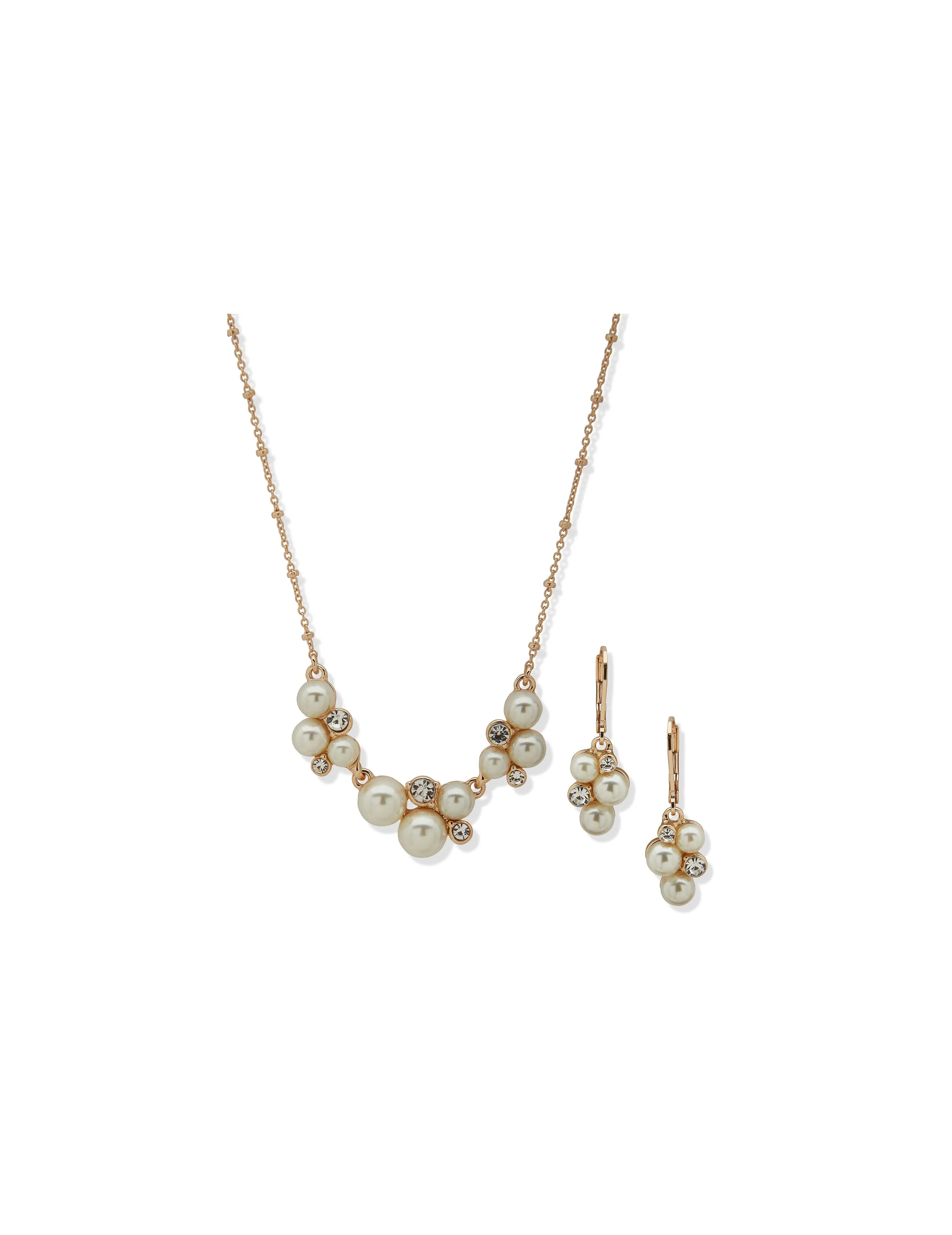 Pearl Cluster Necklace and Earring Set sold by Anne Klein