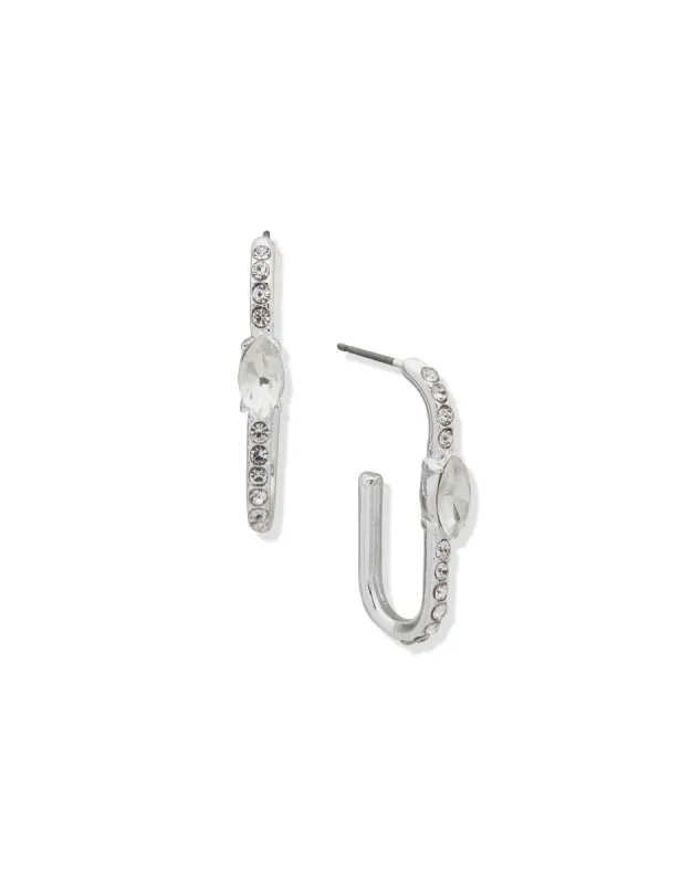 C-Hoop Silver Crystal Earrings sold by Anne Klein