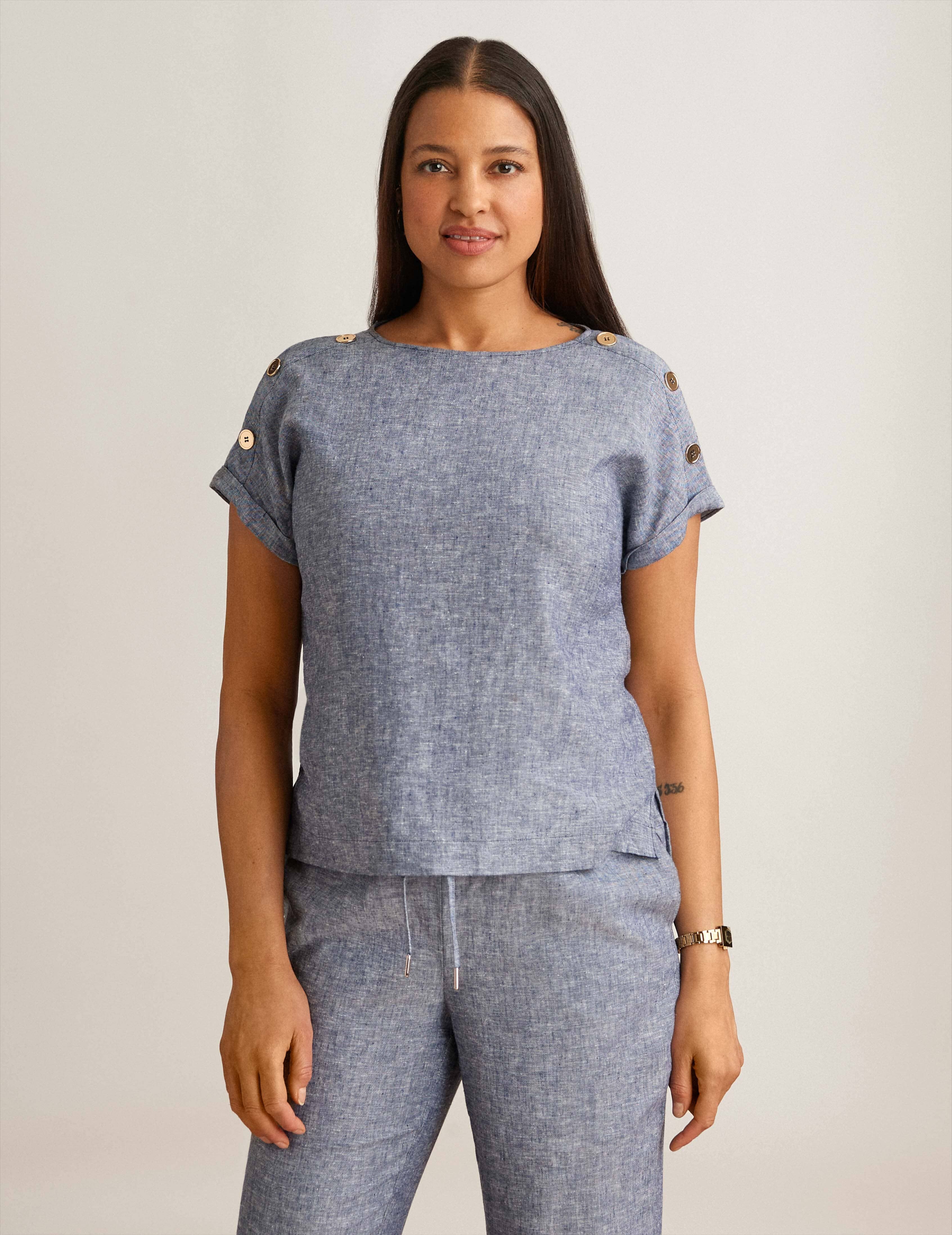 Short Sleeve Button Detail Blouse sold by Anne Klein